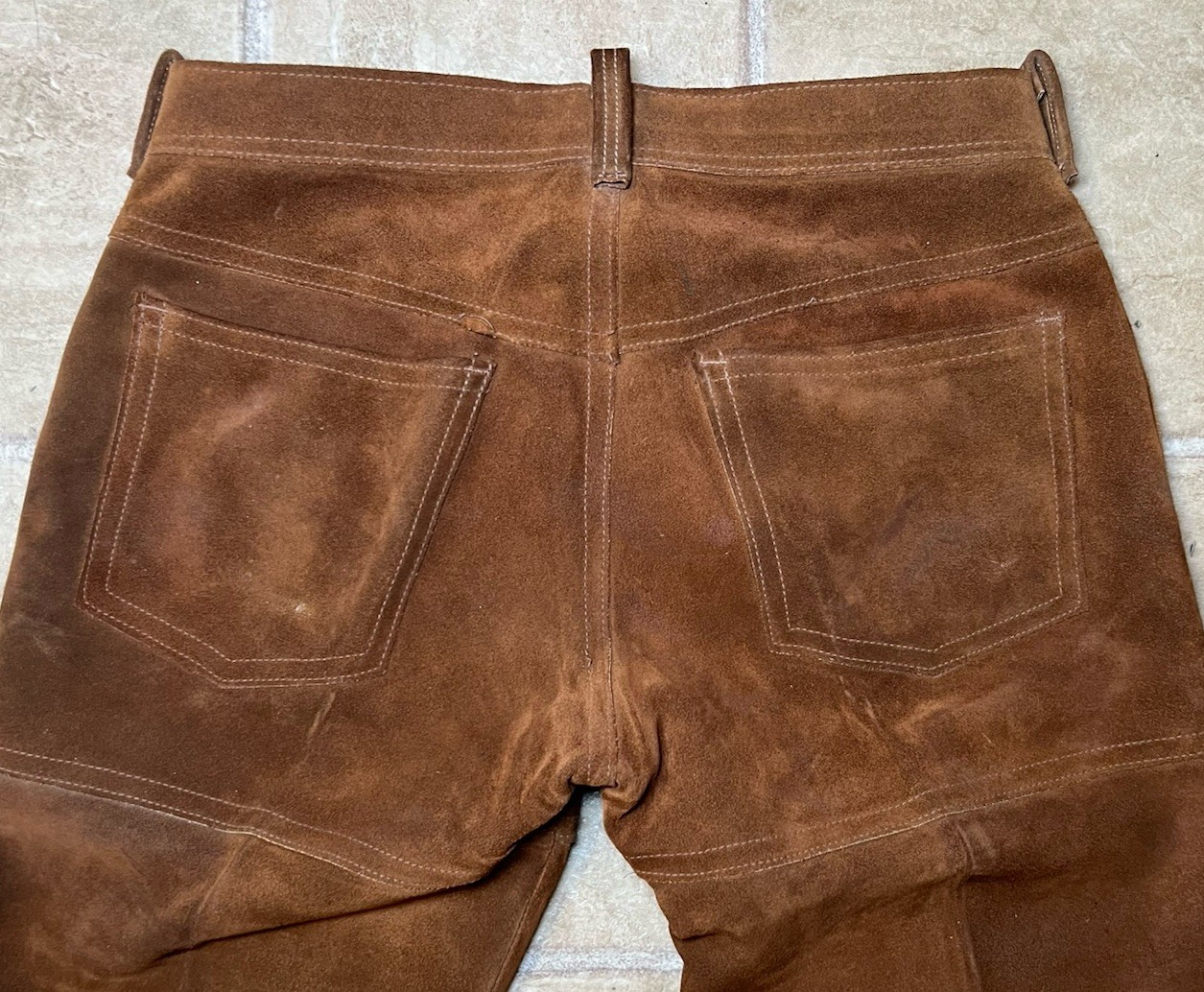 Vintage Jo-O-Kay Brown Suede Leather Western Pants Mens 31×30 Corral 70s Boho