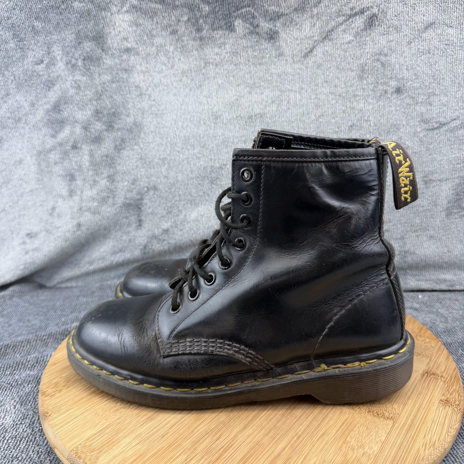 Dr. Martens 1460 Boots Mens Size 6 Black Leather Combat Lace Up Made In England