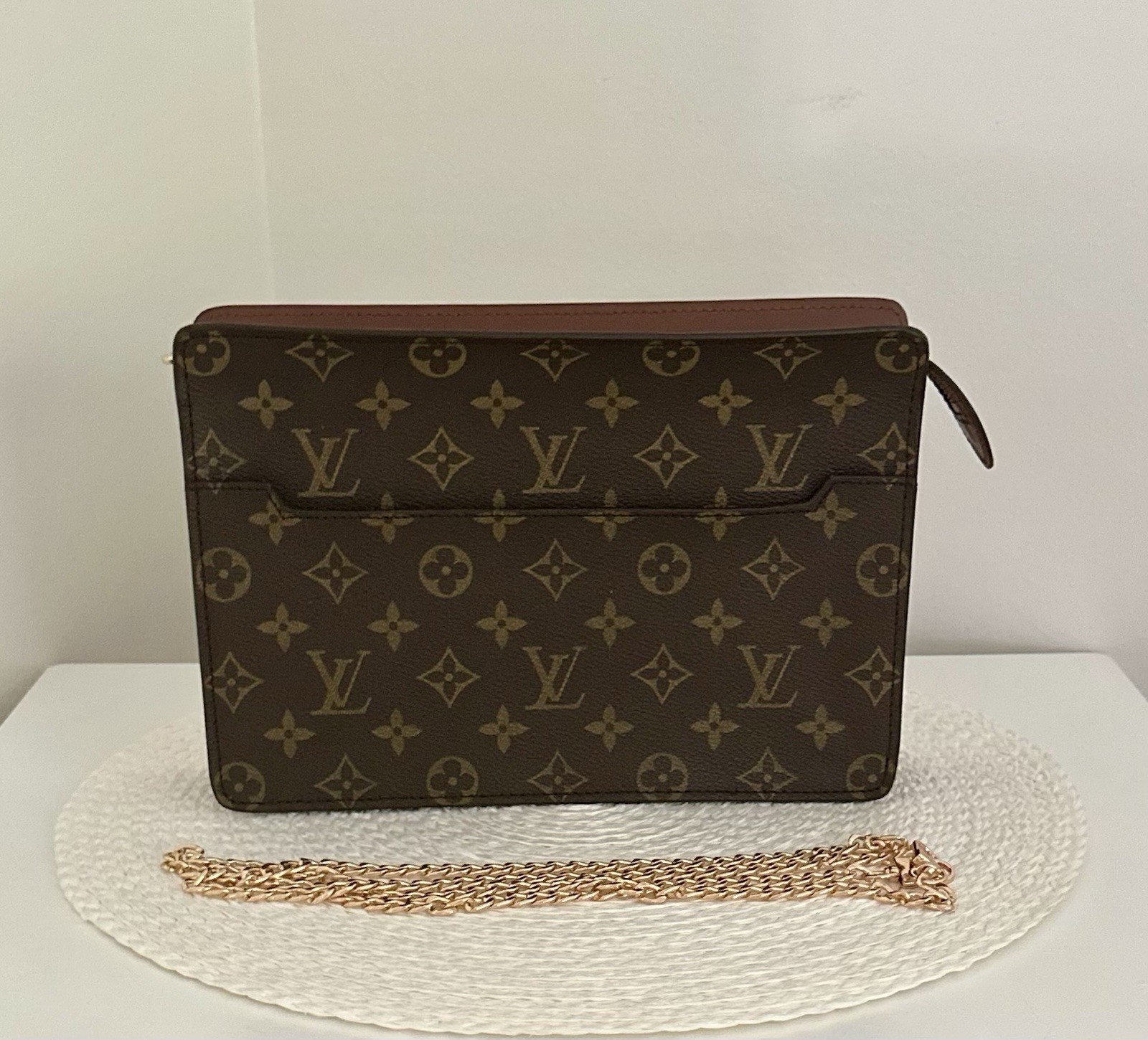 Authentic Louis Vuitton Monogram Pochette Homme Clutch Bag M51795 Excellent