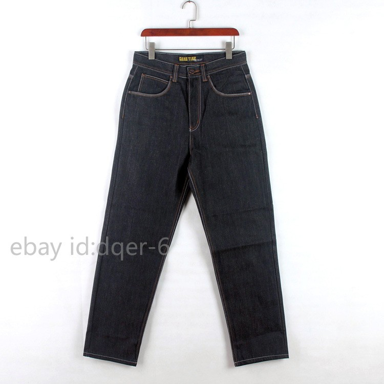 New Men’s Black Jeans Denim Baggy Loose Casual Pants Trousers Hip-Hop W30-W42