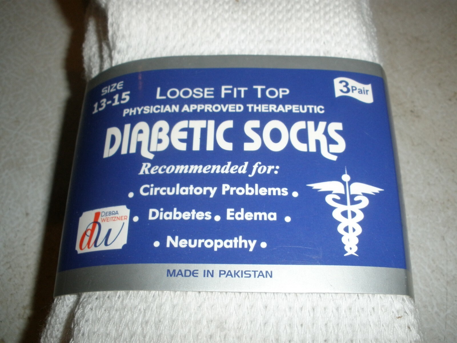 NEW Debra Weitzner DW Loose Fit Top Diabetic Socks 3 Pair Size 13-15 White
