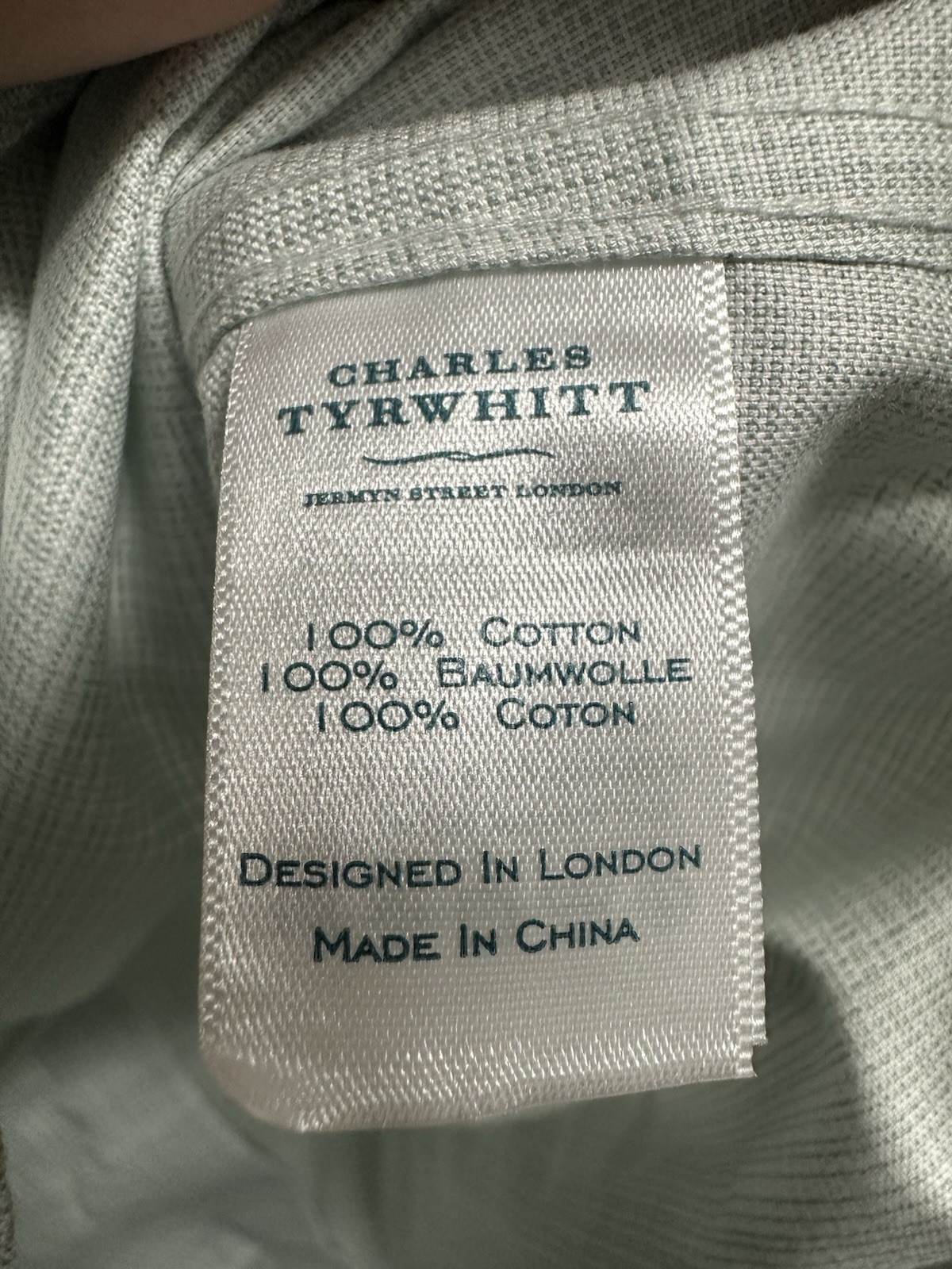 Charles Tyrwhitt Men 17.5/34in. Green Slim Fit Non Iron Long Sleeve Dress Shirt