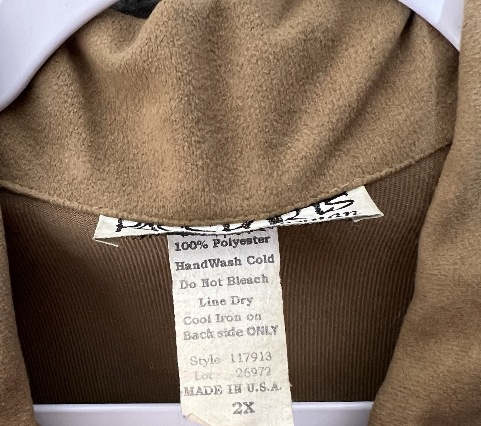 Vintage Passports Faux Suede Microfiber Jacket Women Size 2X Brown Floral Cutout