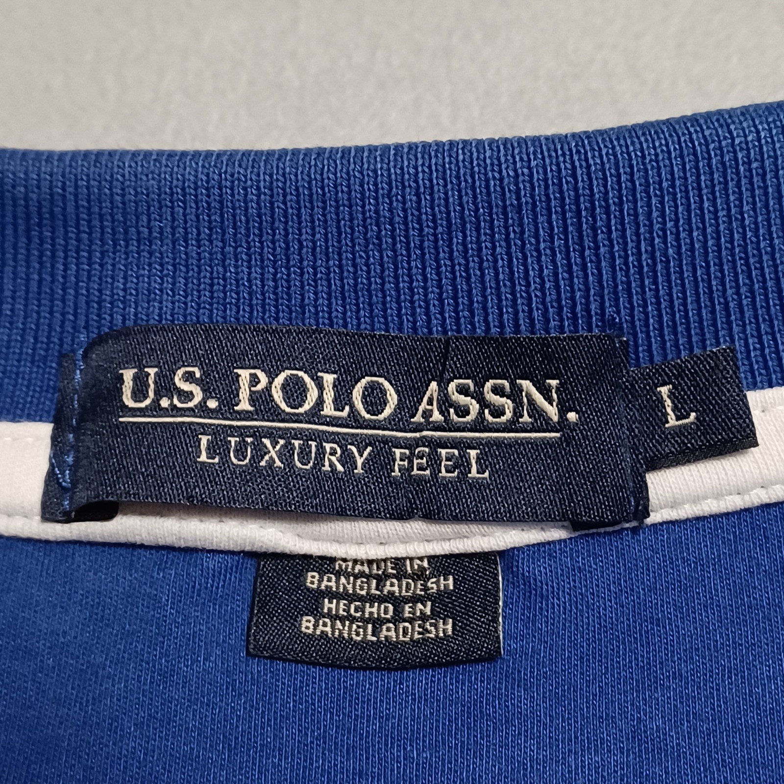 US Polo Assn Luxury Feel Mens Large Blue Short Sleeve Cotton Polo Shirt L