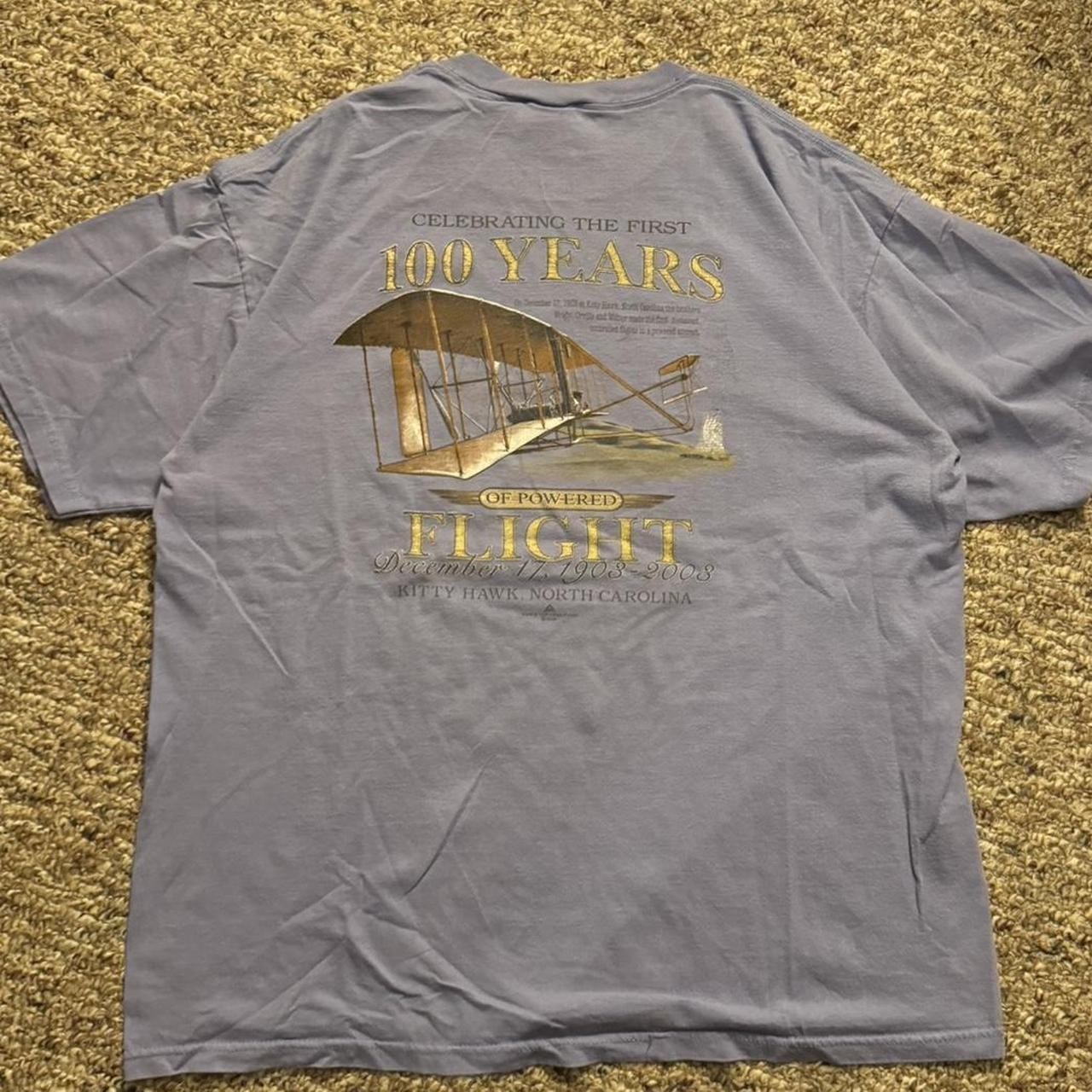 Vintage 2003 “100 Years of Flight” Plane Graphic T-Shirt Size Extra Large Purple