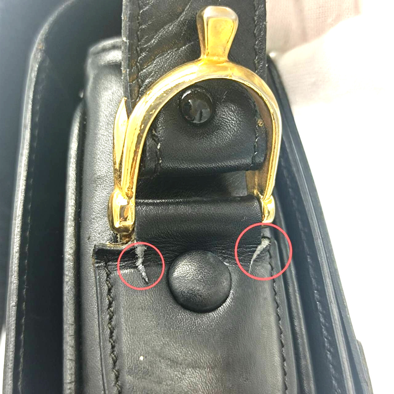 CELINE Leather Shoulder Bag Horse Carriage Gold Metal