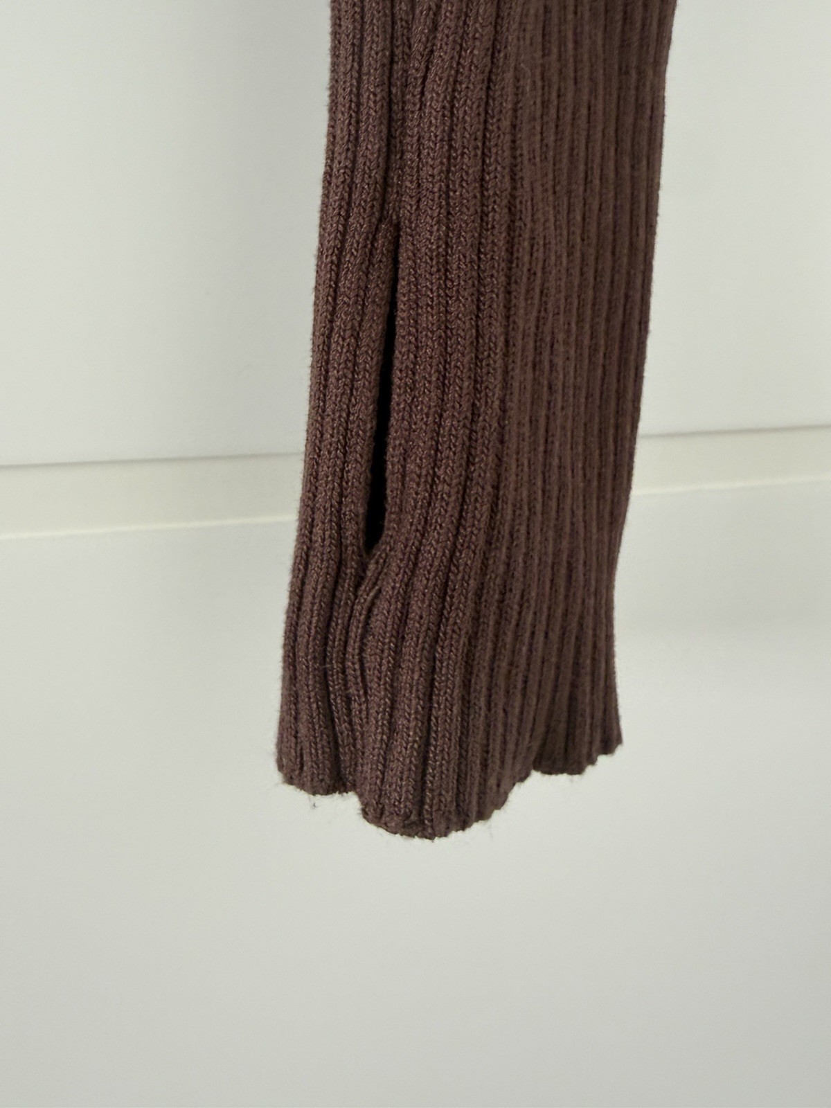 Brown Ribbed Crop Top Sweater With Removable Long Sleeves Cozy