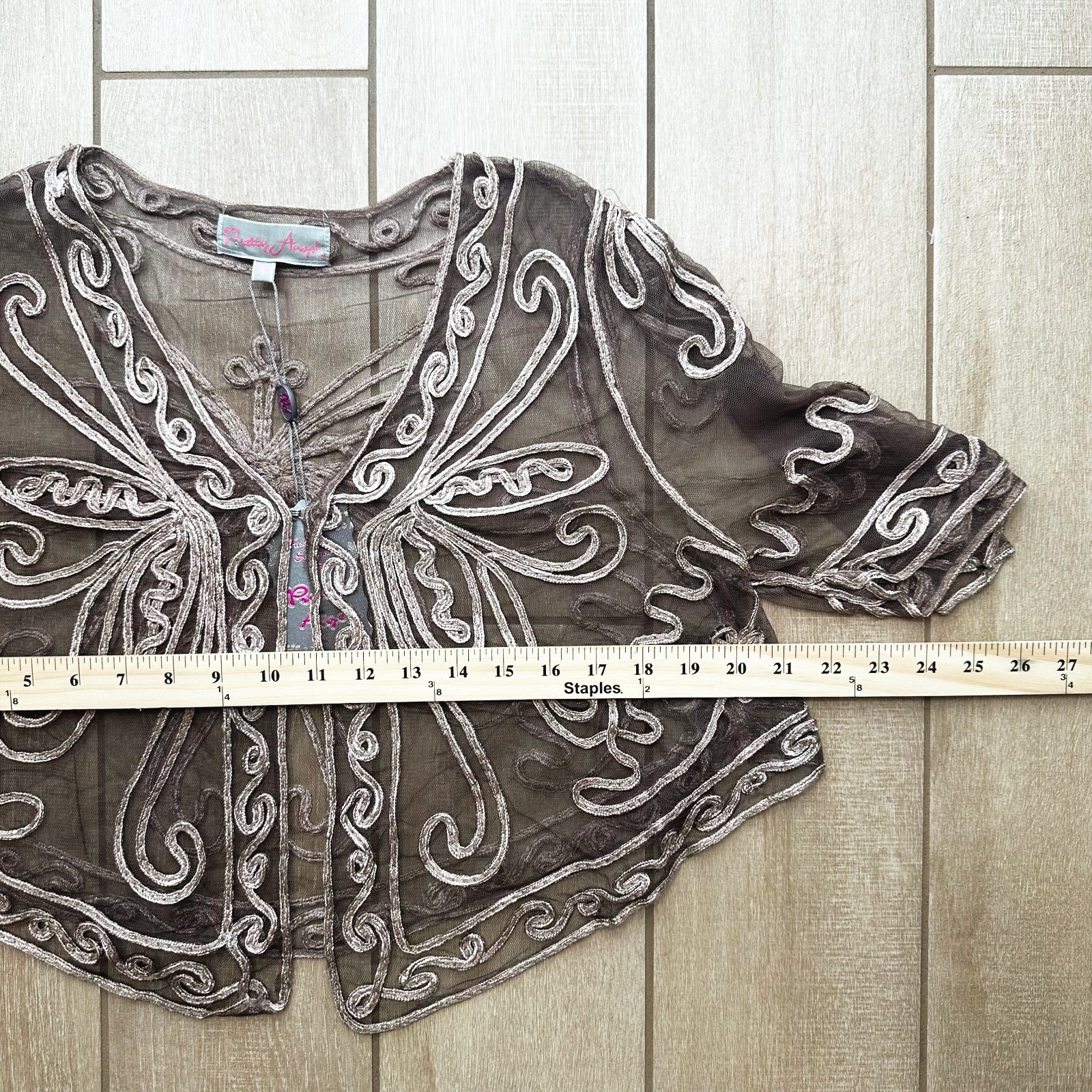 Pretty Angel Embroidered Sheer Kimono Top Small Boho Fairy Festival Romantic