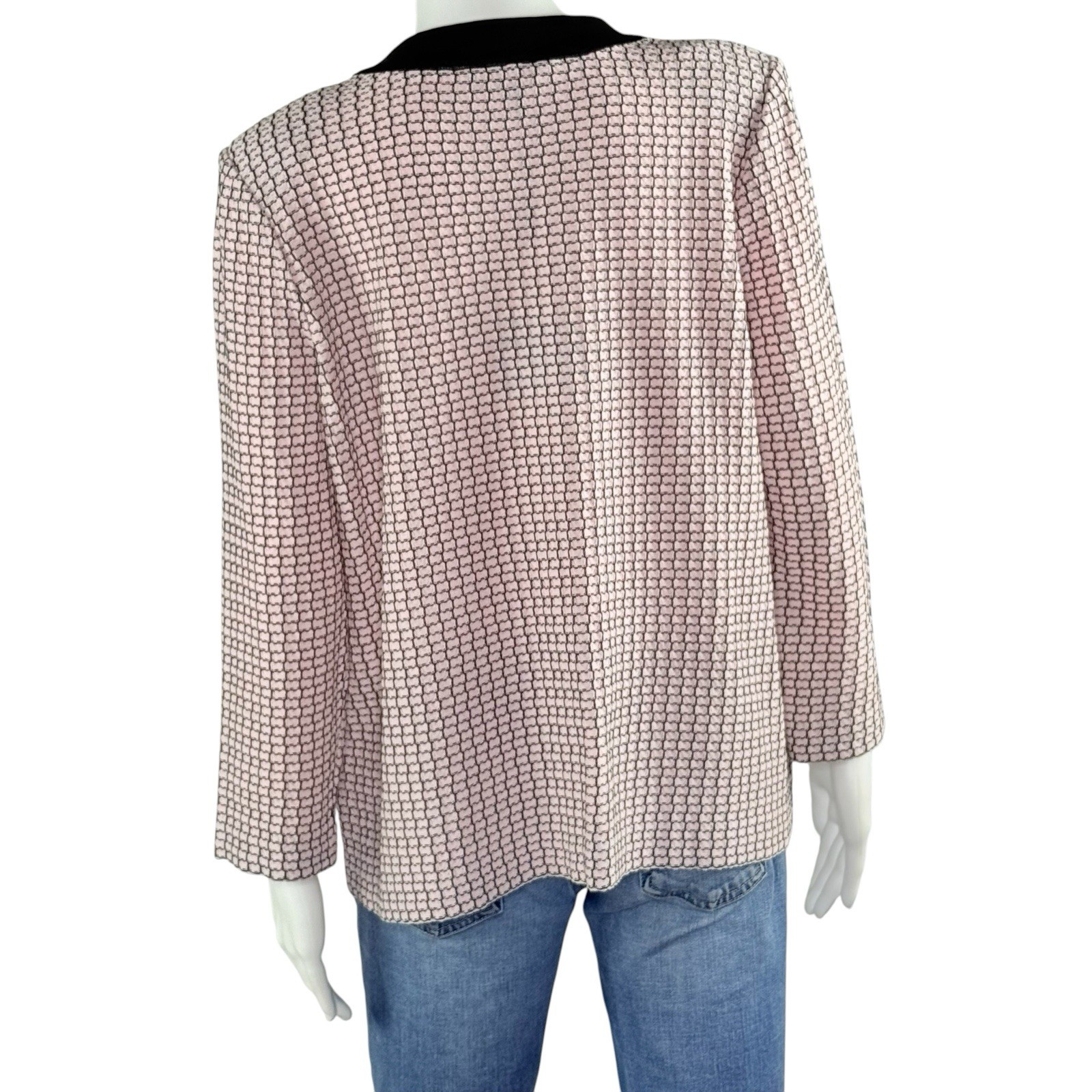 NWT Ming Wang Pale Pink & Black Knit Cardigan Sweater Jacket Top Heritage Fit M