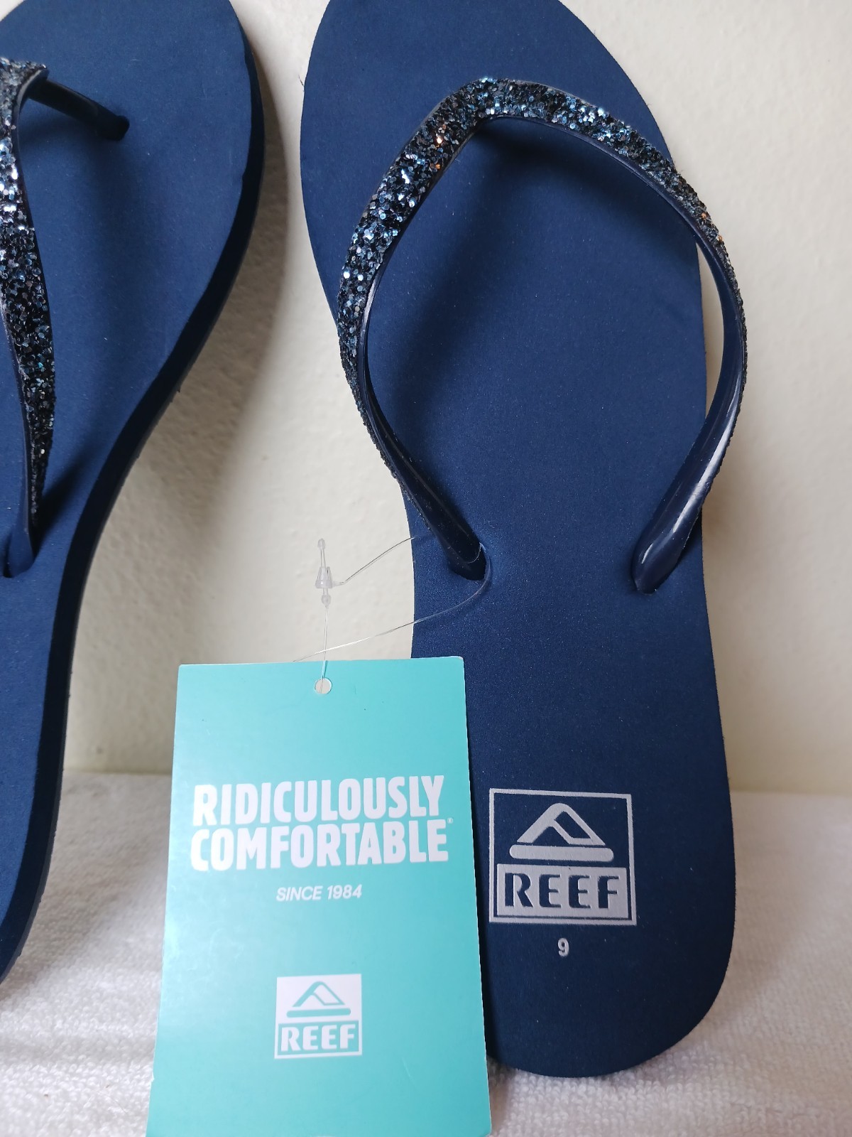 Reef Women’s Blue Glitter Mermaid Thong Flip Flop Sandals US 9 EU 40