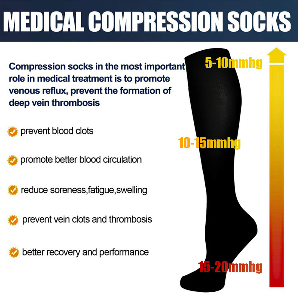 Mild Compression Socks for Women & Men 15-20 mmhg Graduated Pressure Stockings