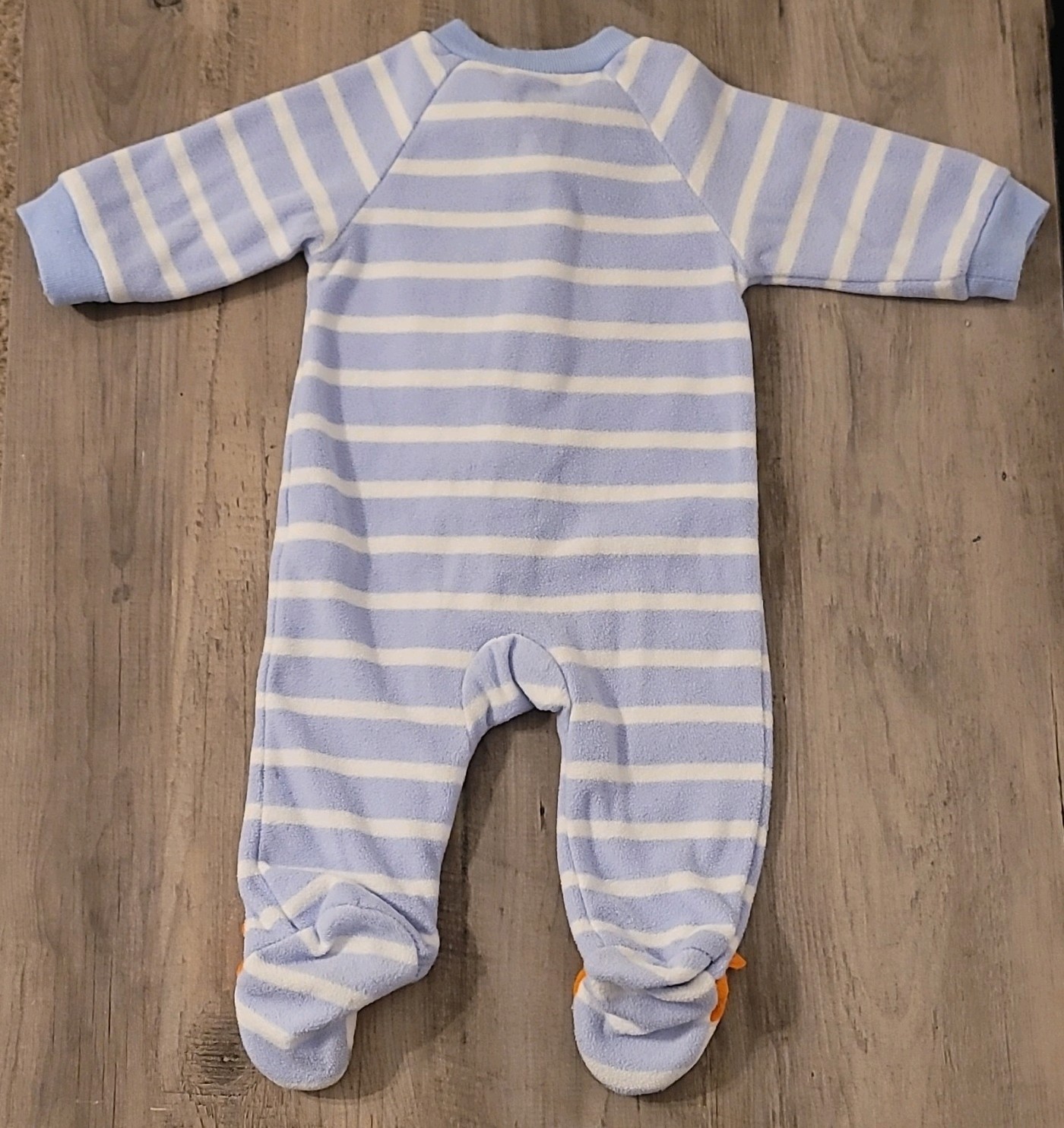 Carter’s NB Footed Fleece Zipper Sleeper Blue/White Stripe Fox – Gender Neutral