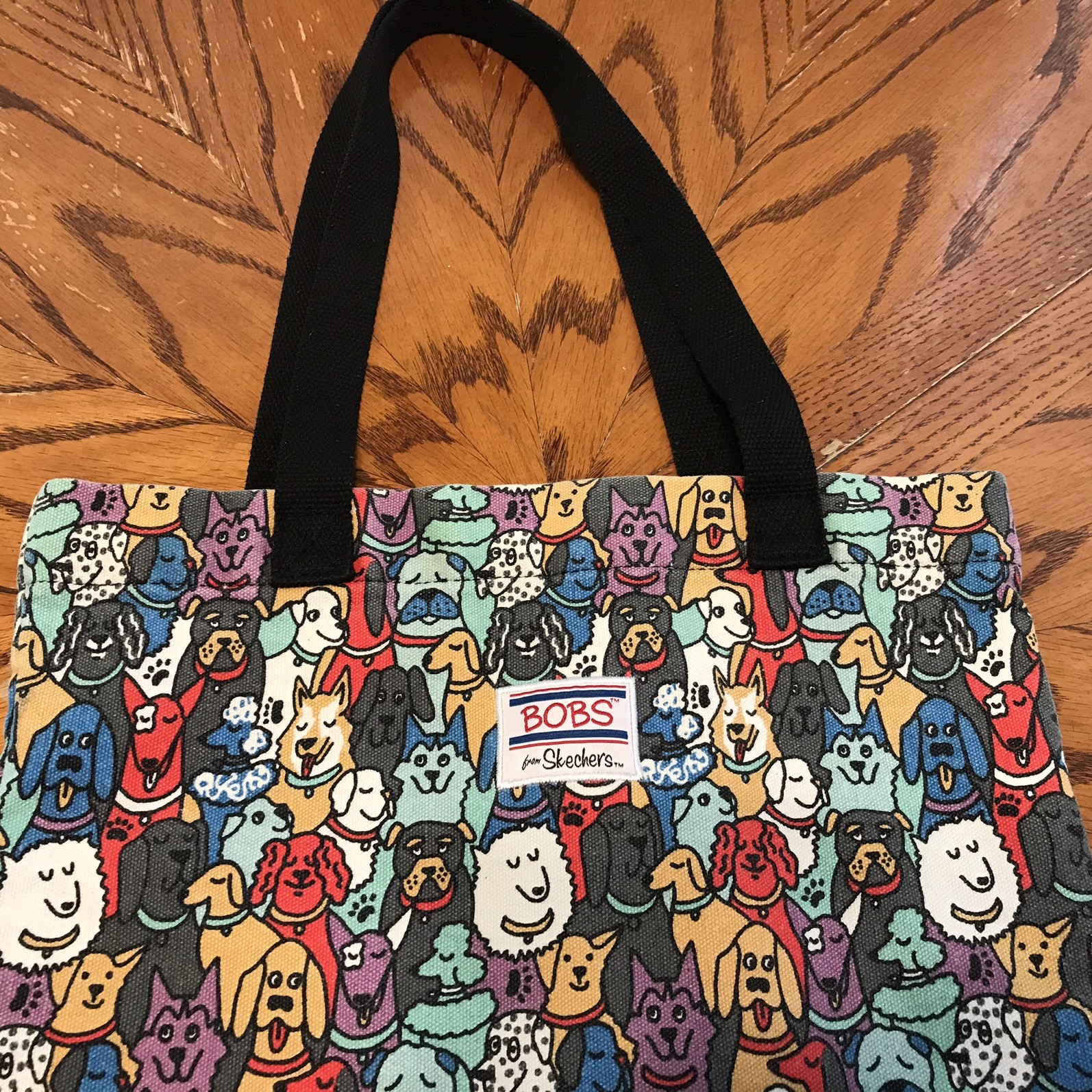 Bobs From Skechers Canvas Tote Bag Dog-Face Print featuring multiple dog breeds
