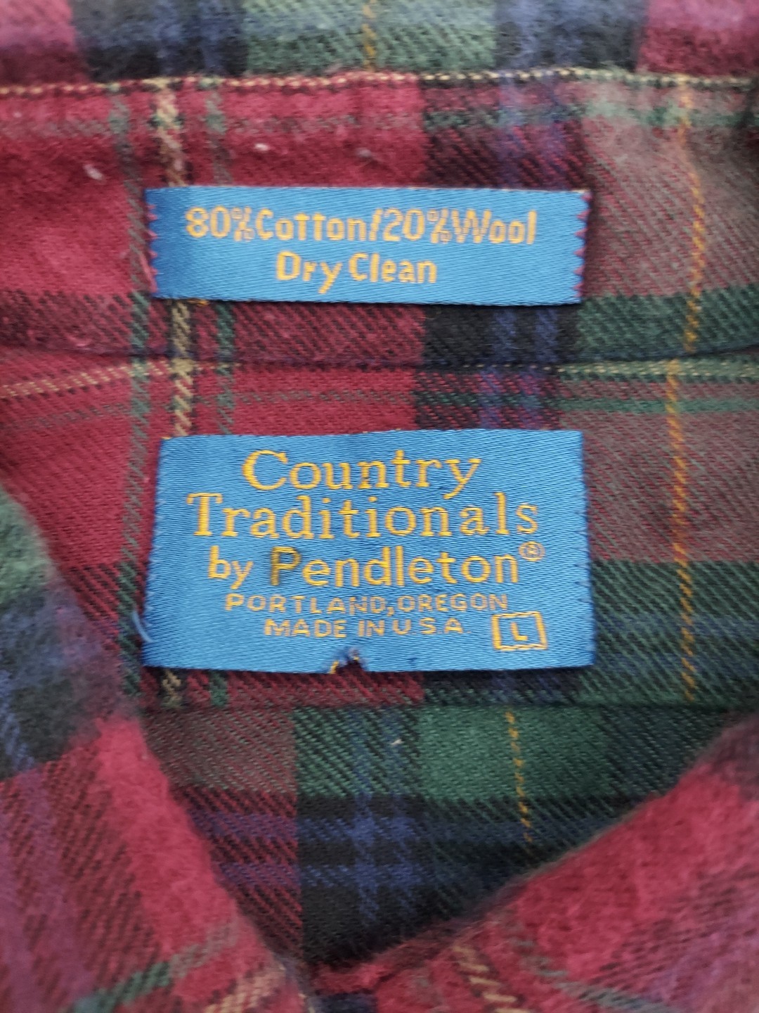 Pendleton Shirt Men Large Plaid Burgundy Country Traditionals Wool USA Flannel