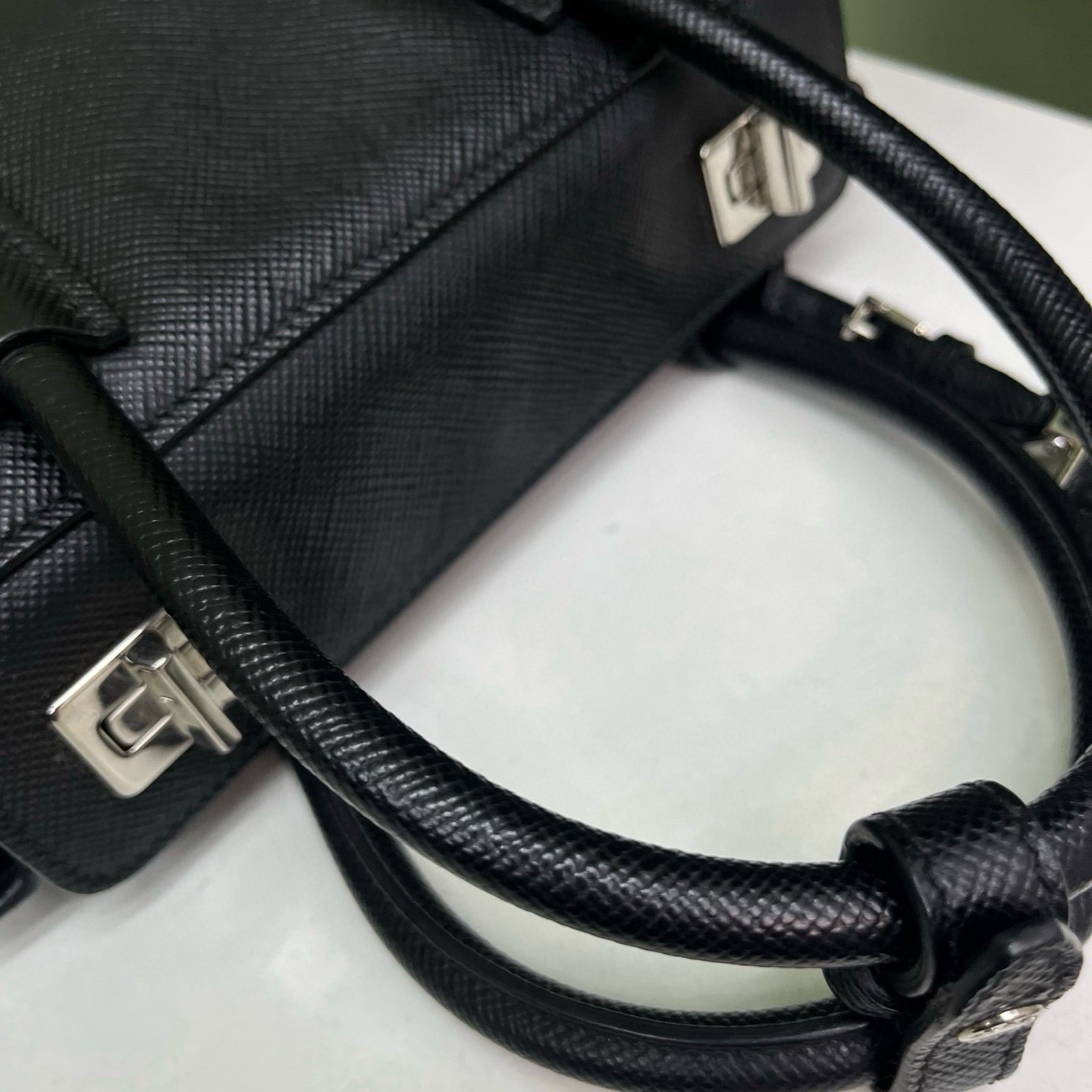 Prada Pre-Owned Authentic Pouch 26*17*13 Silver Free Tracked Shipping