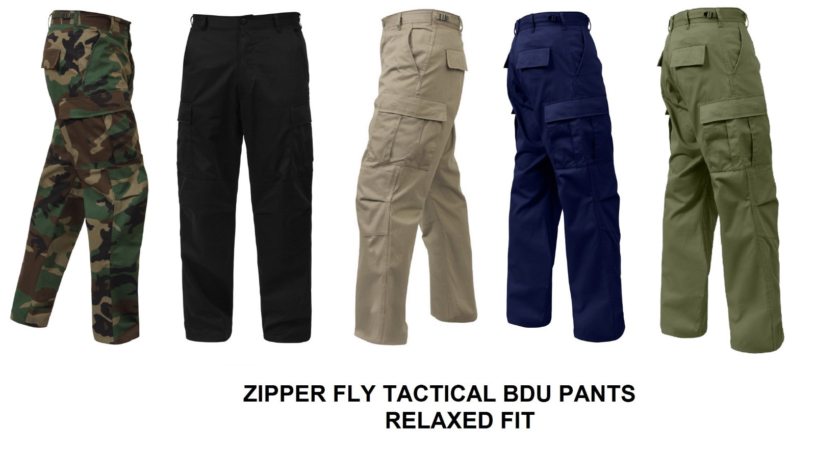ZIPPER FLY Tactical Cargo Pants BDU Military Army Navy USMC Relaxed Fit EMT SWAT