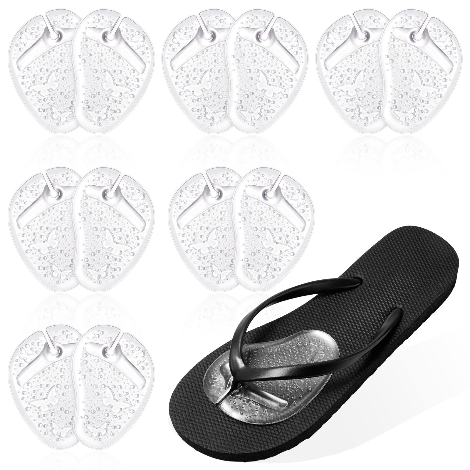 6 Pairs Gel Pads for Thong Sandals Toe Protectors Metatarsal Cushion Clear