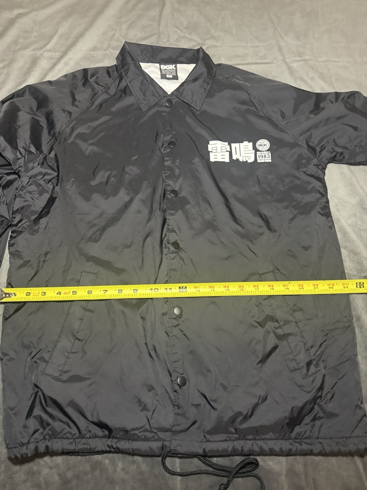 DGK Men’s Coach Jacket Snap Front Lightweight Graphic Print Black XL