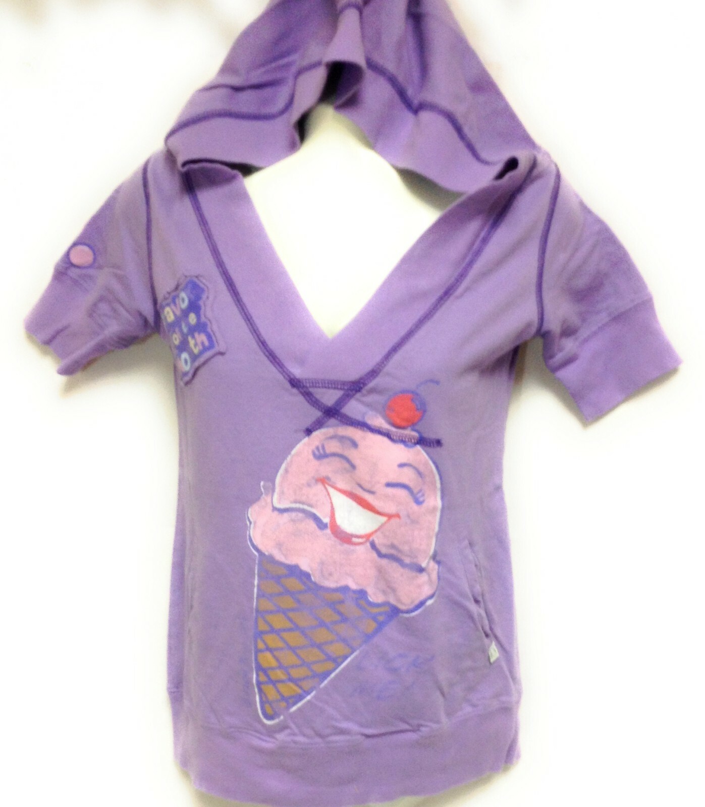 Womens Juniors David & Goliath Lick Me Ice Cream Short Sleeve V Neck Hoodie