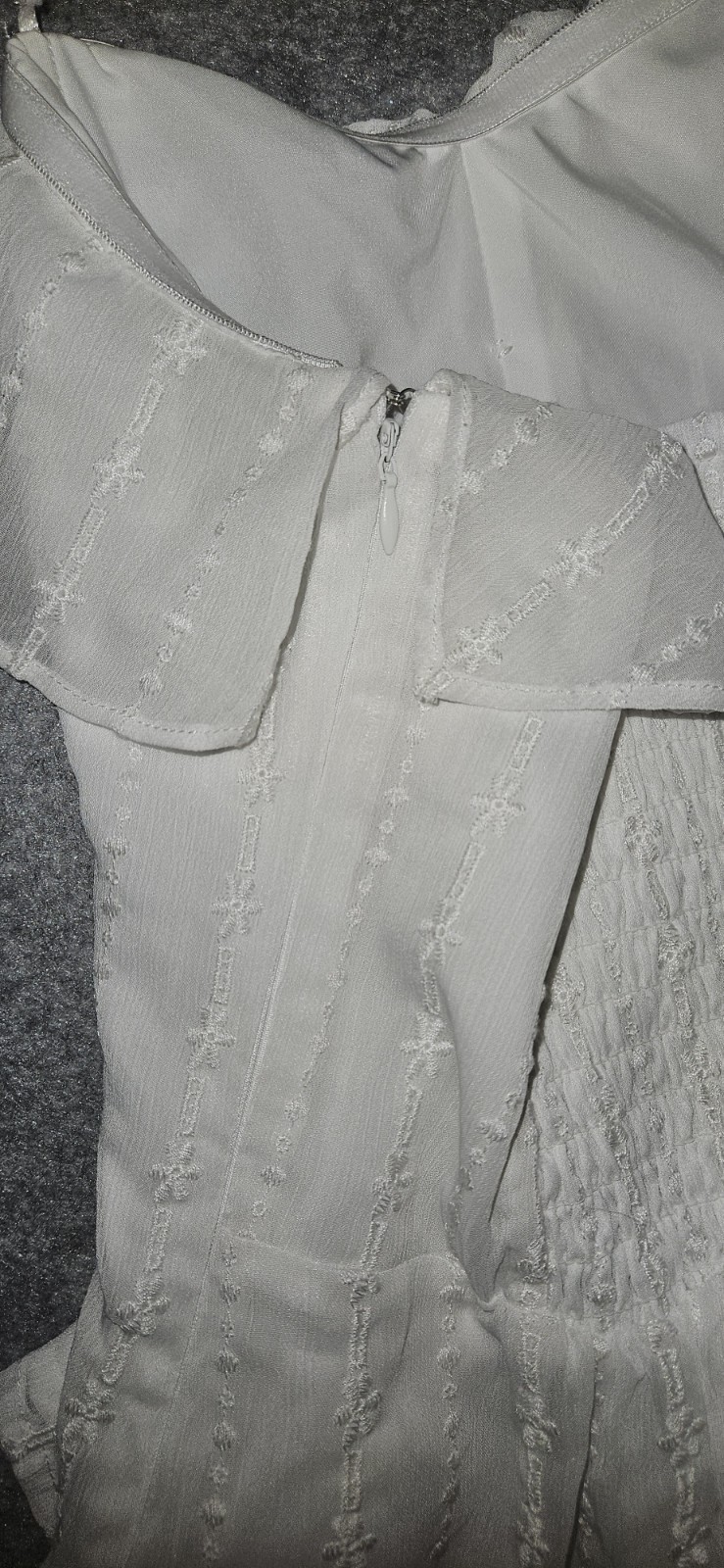 ALTAR’D STATE Corset Top Womens XS White Eyelet Off Shoulder Smocked Peplum Boho