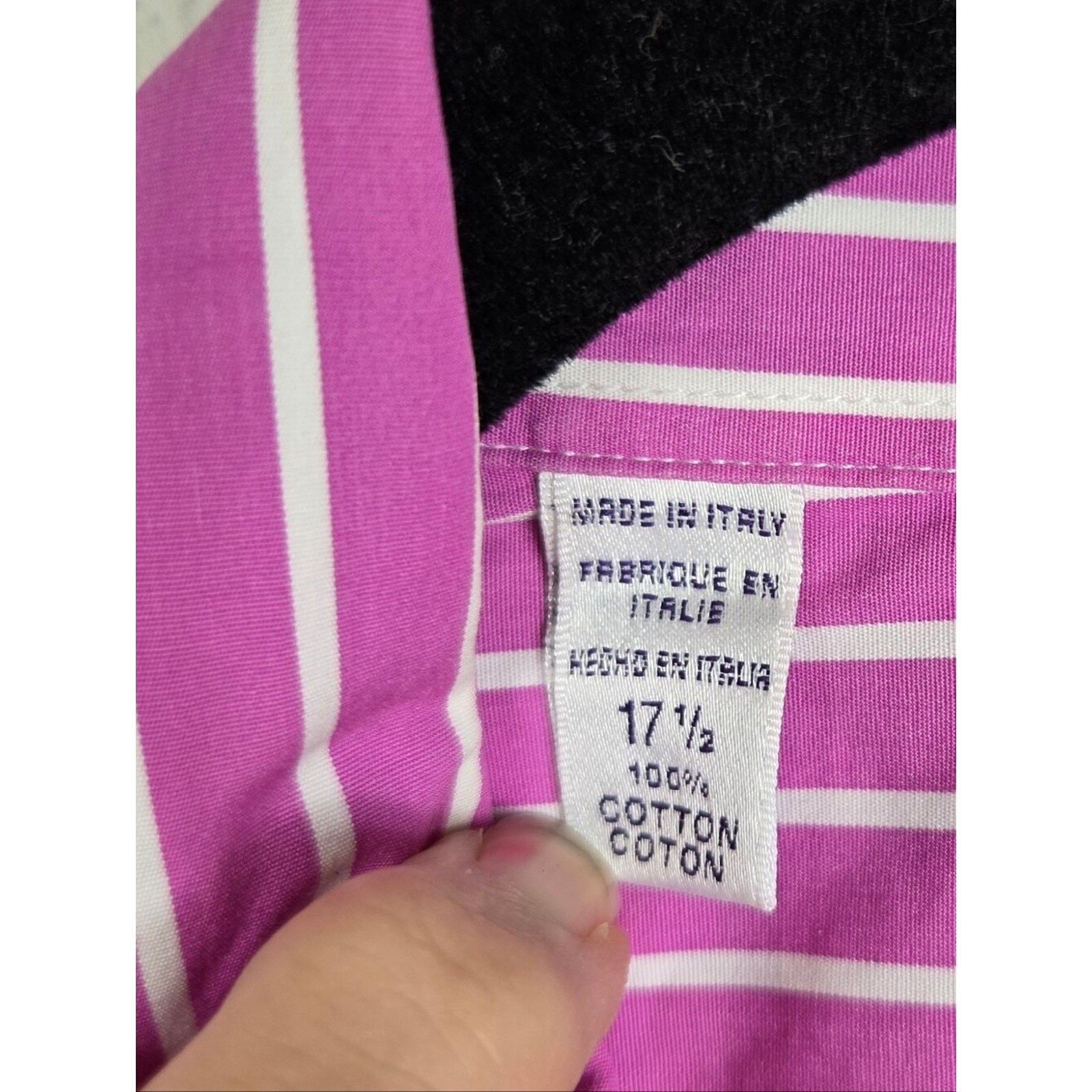 Ralph Lauren Purple Label Italy Pink White Stripe Button Down Dress Shirt 17.5
