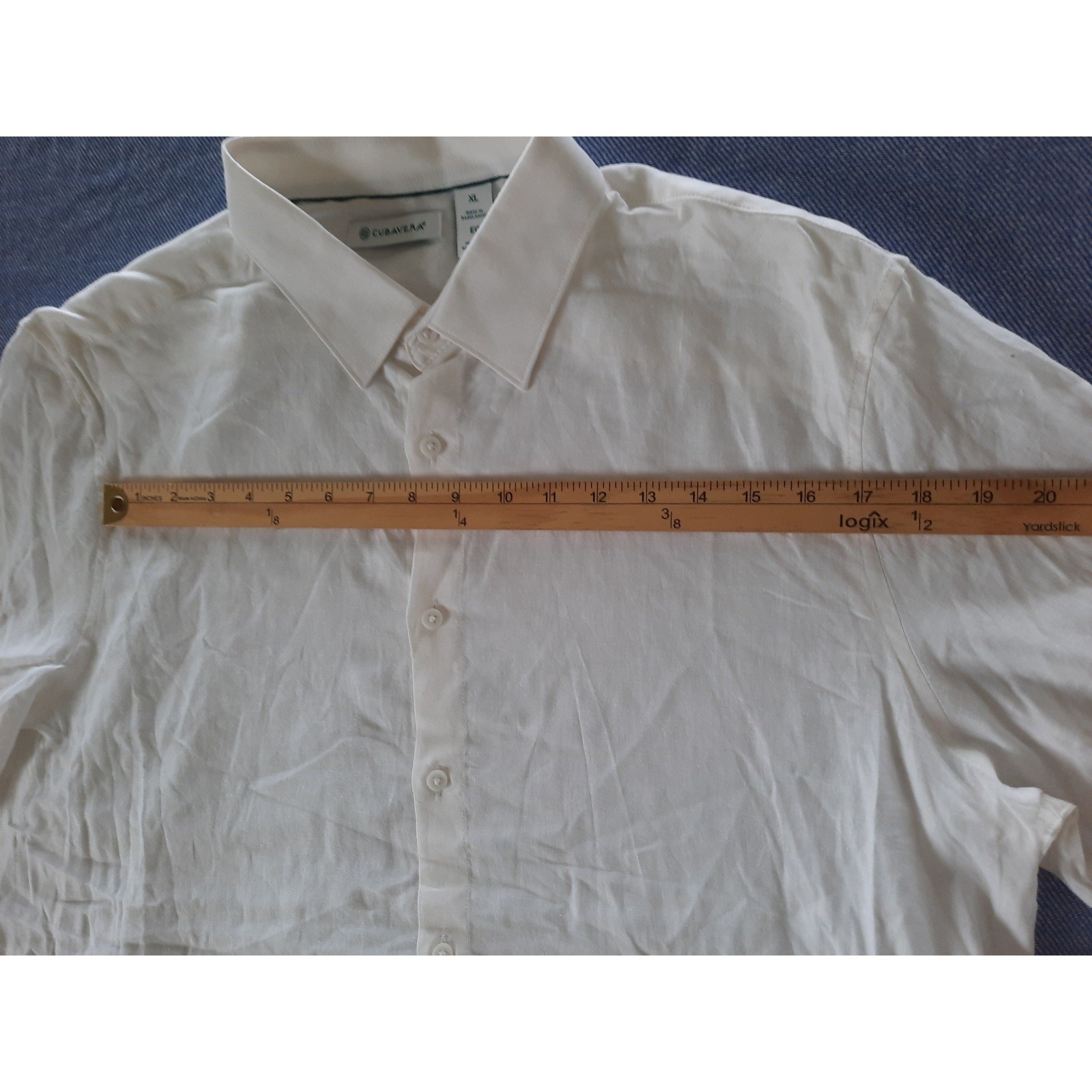 Cubavera Mens XL Short Sleeve Button Down Shirt Brilliant White Linen Blend New