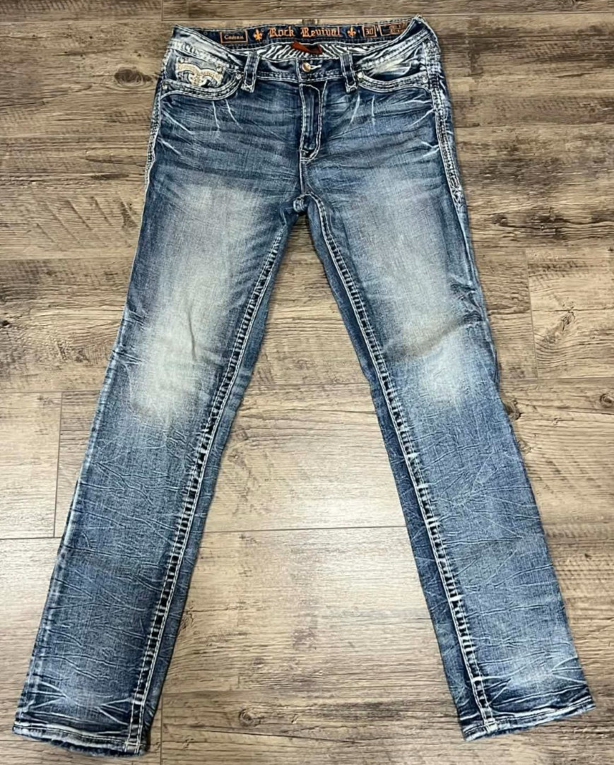 ROCK REVIVAL Cadeau Size 30 Women’s Jeans Mid-Rise Straight See Details