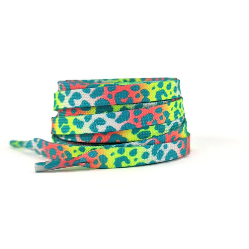 Fashion Flat Shoelaces for Sneakers Color Leopard Print Tie-dye Gradient Shoelac
