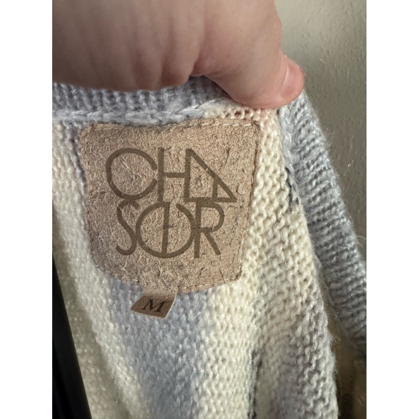 Chaser Oversized Knit Sweater Neutral Stripe Slouchy Cozy Top M
