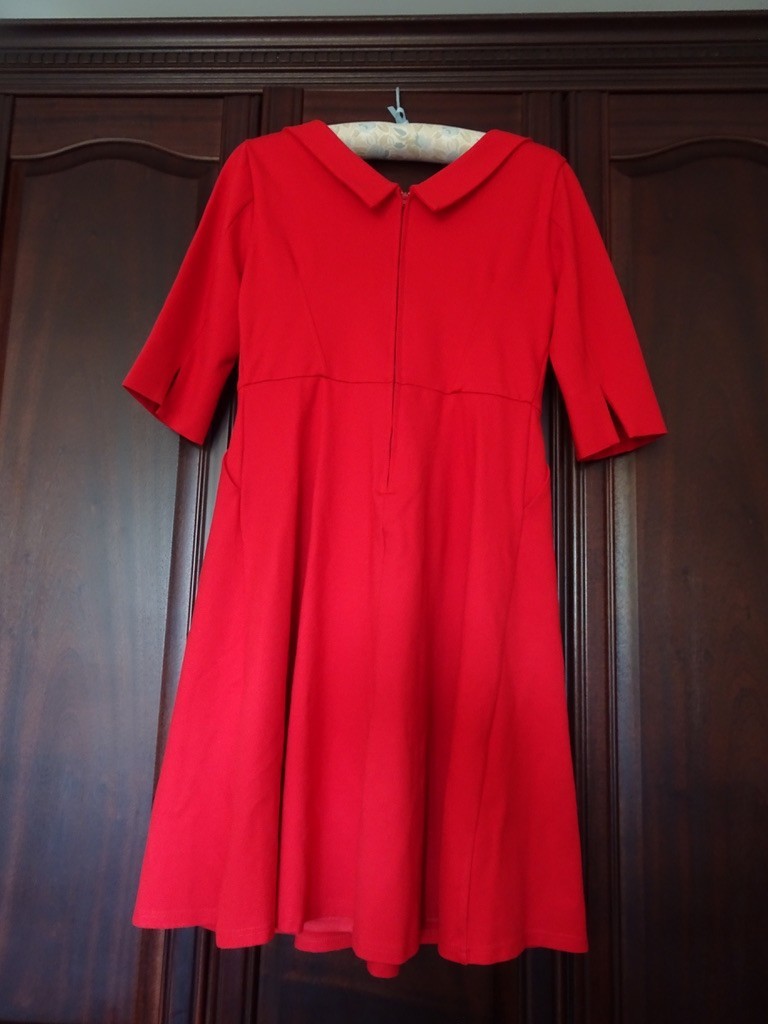 New Jolie Moi “Kyndall” Button Neck Dress, red size 14
