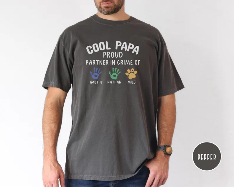 Personalized Cool Papa Partner In Crime Gildan Tee