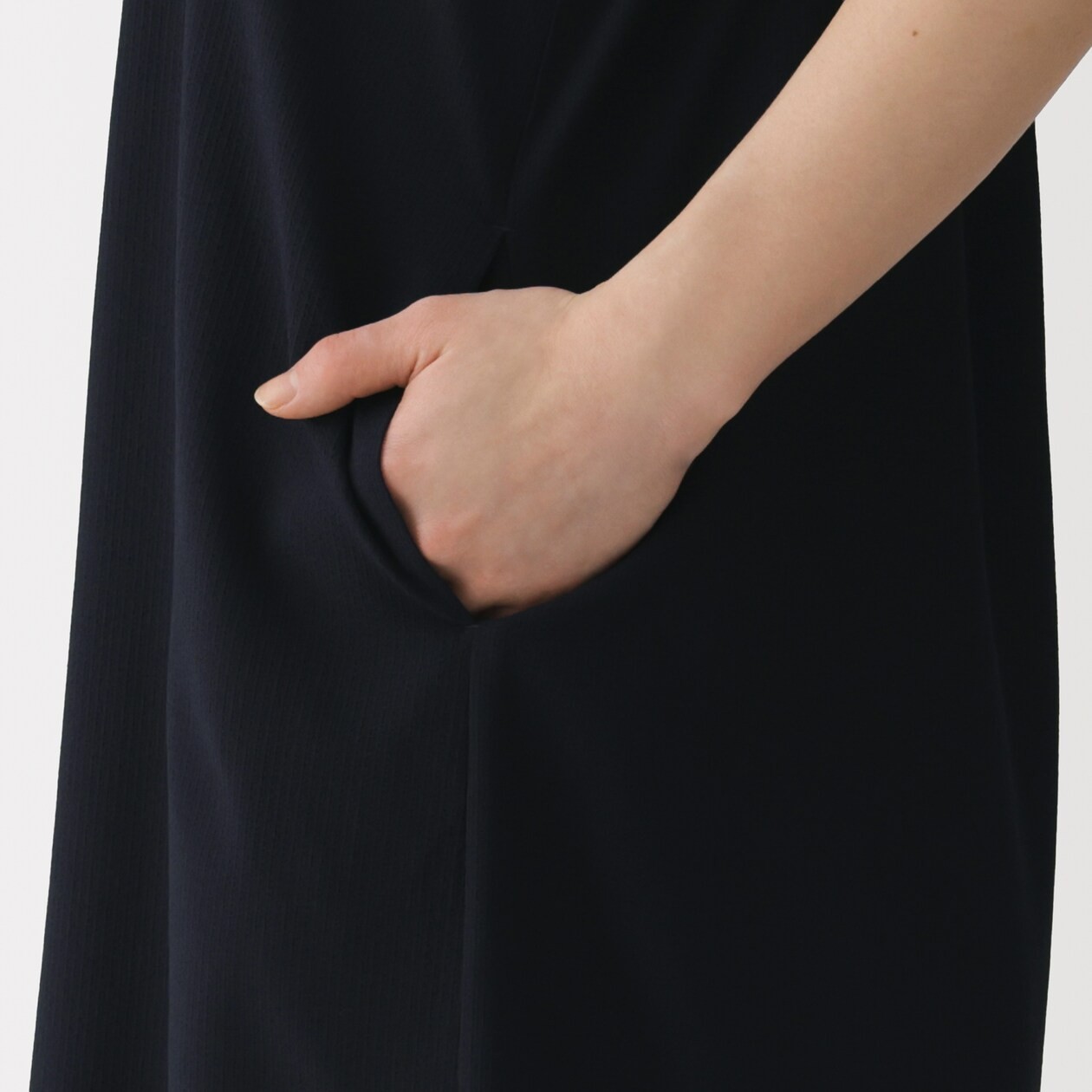 MUJI Womens Stretch Seersucker Salopette Jumpsuit Black FedEx