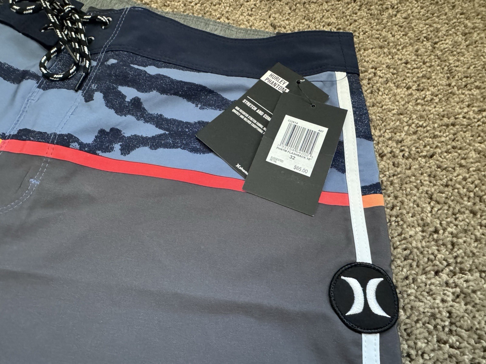 $65 BRAND NEW HURLEY PHANTOM MENS SWIM BOARD SHORTS FLASHBACK 32 X 18