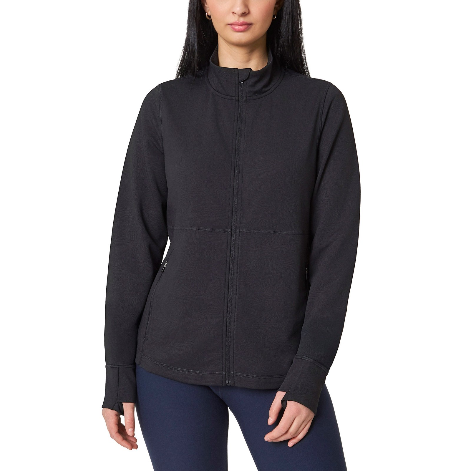 Mondetta Women’s Jacquard Full-Zip Moisture Wicking Zip Pockets