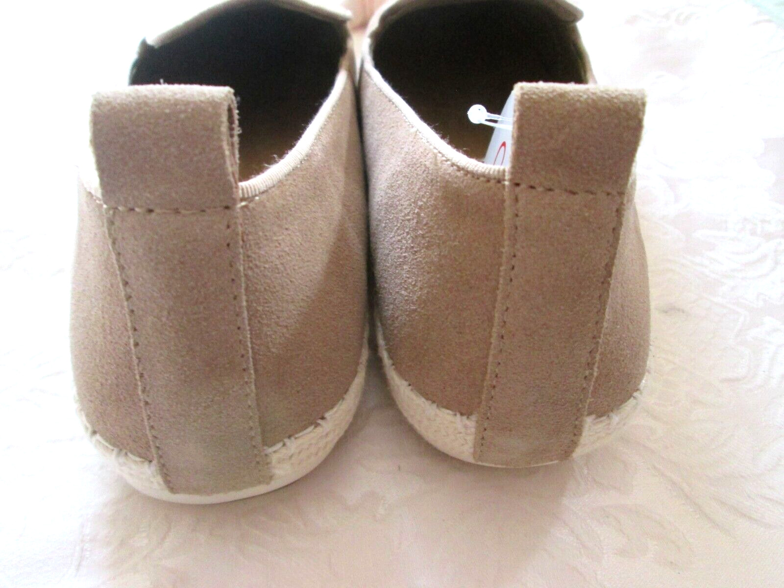 BLONDO WATERPROOF LEATHER SUEDE 7M LT TAN ESPADRILLE FLAT SHOES SEALED SEAMS NEW