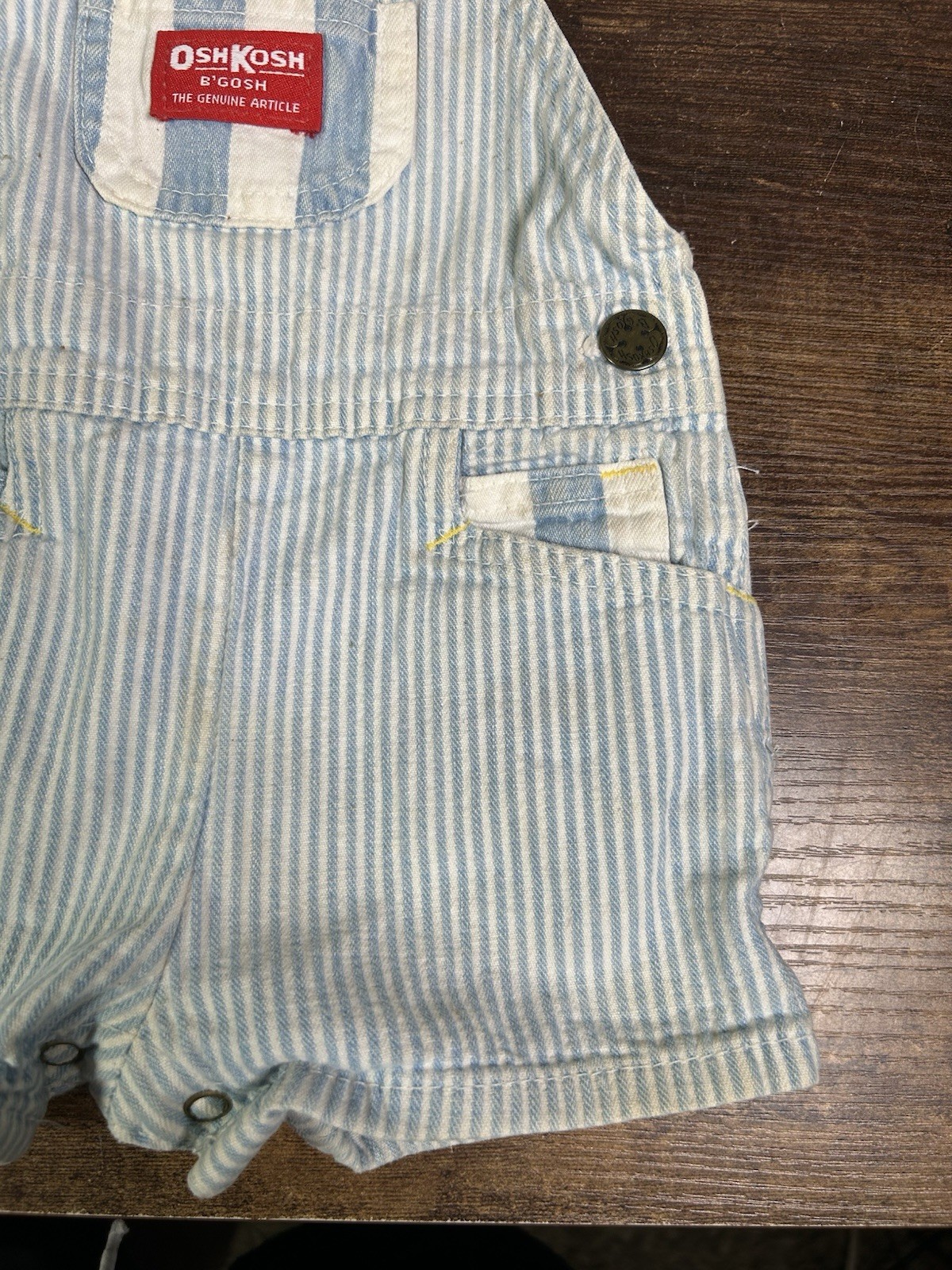 OSHKOSH B’gosh Blue White Striped Overall Shorts Size 12 months