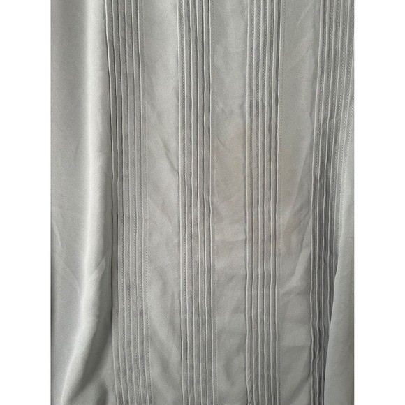 Ann Taylor Pintuck Pleated Blouse Sage Green Long Sleeve Button Cuff Top XL