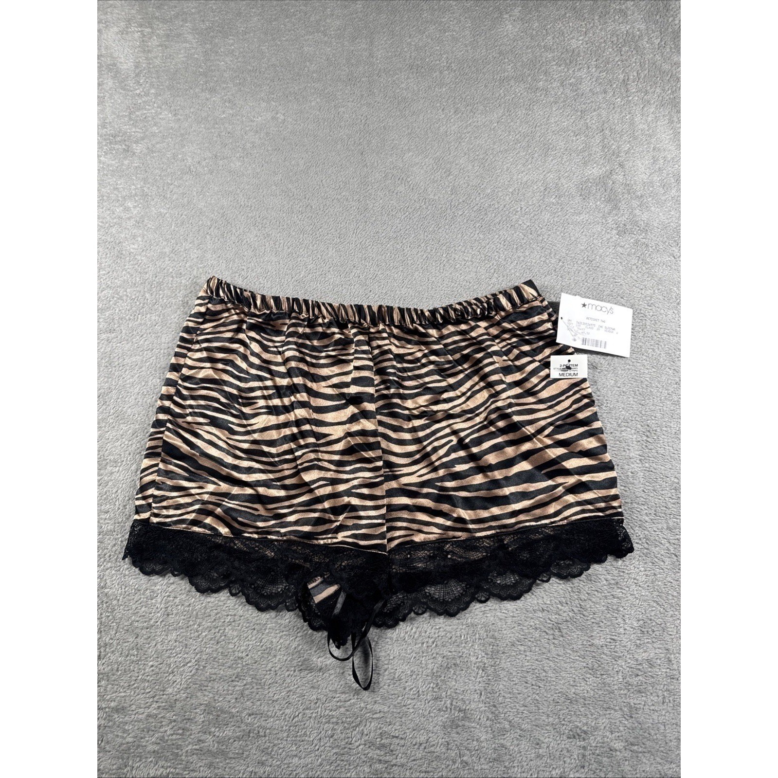 Inc International Concepts Lace-Trim Tiger Print Shorts PJ Size M New