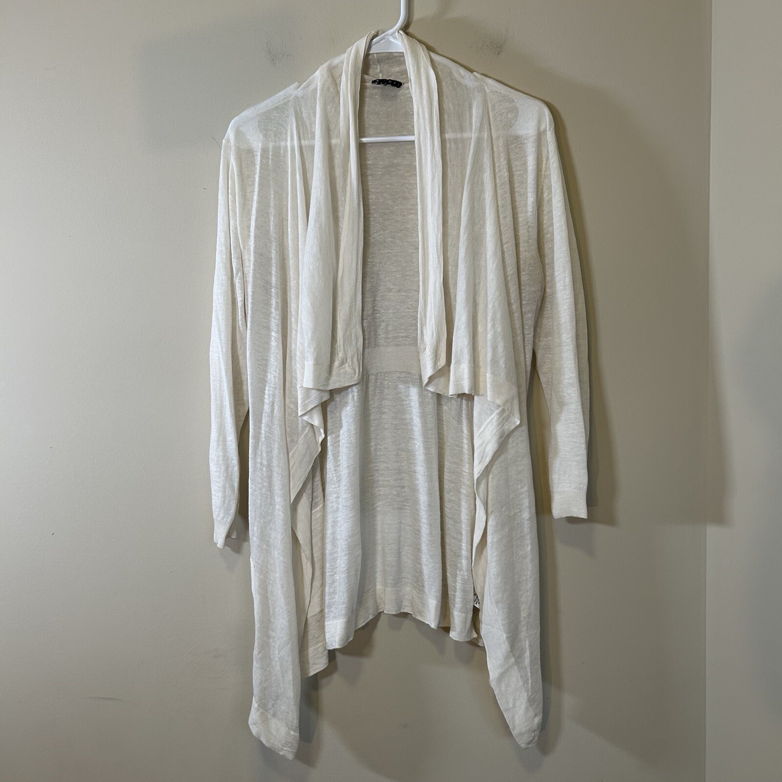 Theory Maritza B sag harbor White Linen Blend Open Cardigan drape cardigan Small