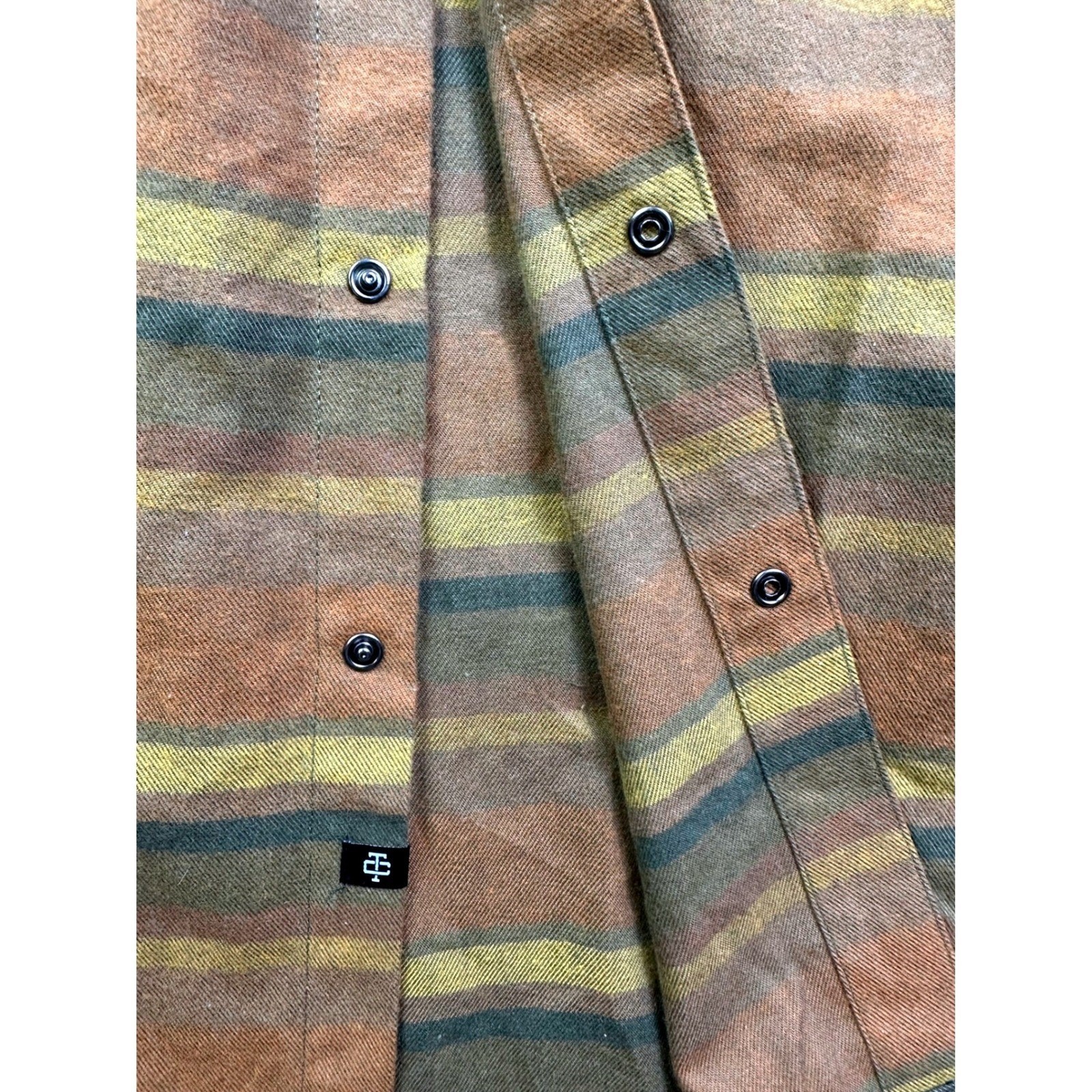 Troll Co Dirty Hands Clean Money Flannel Shirt Men 2XL Striped Snap Front Brown