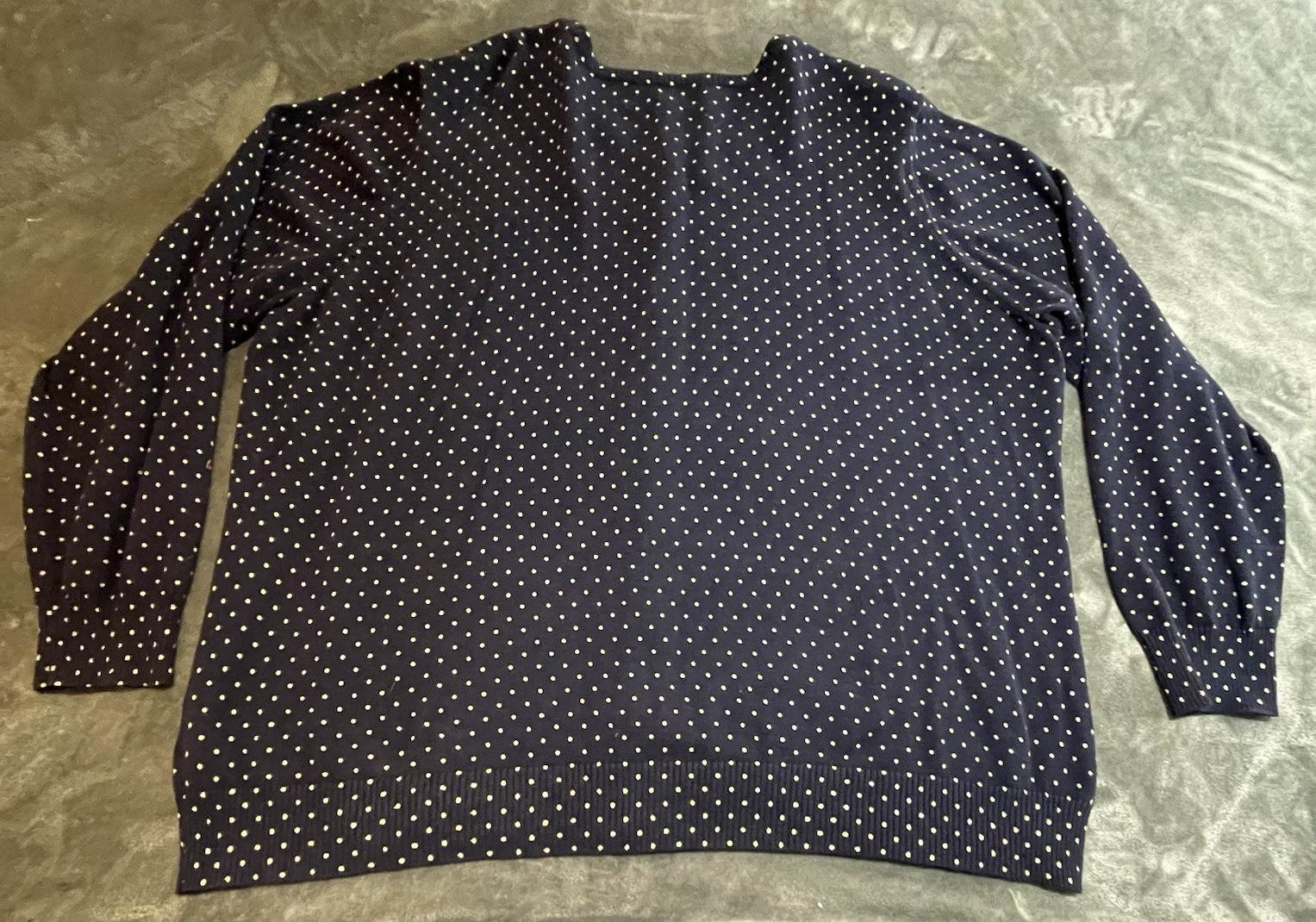 LL Bean Soft Blue Poke a Dot 100% Cotton Cardigan Sweater Size 3XL