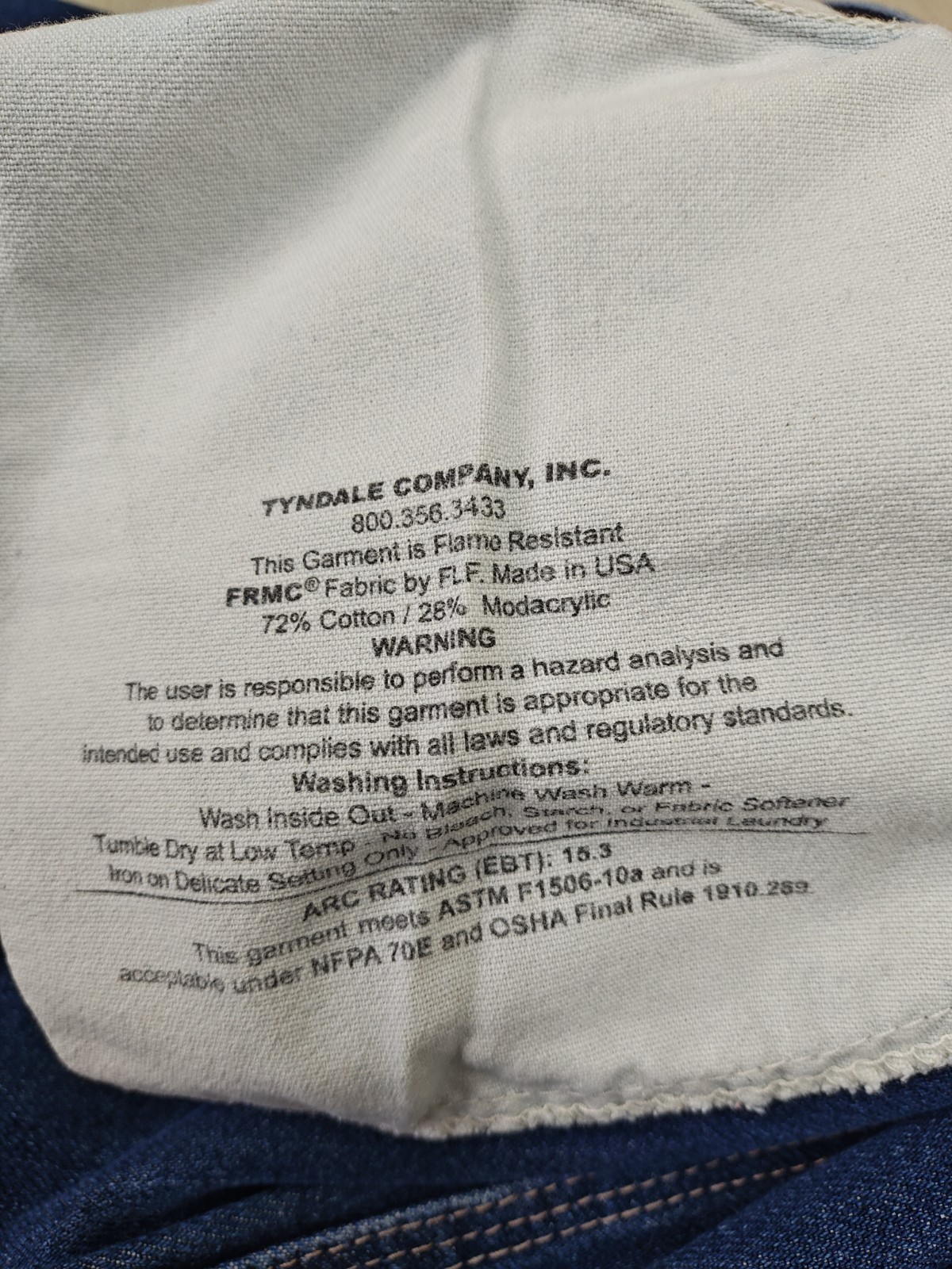 Tyndale FRMC F290T Mens Flame Resistant Jeans 40×30 CAT2 NFPA 2112 Made in USA