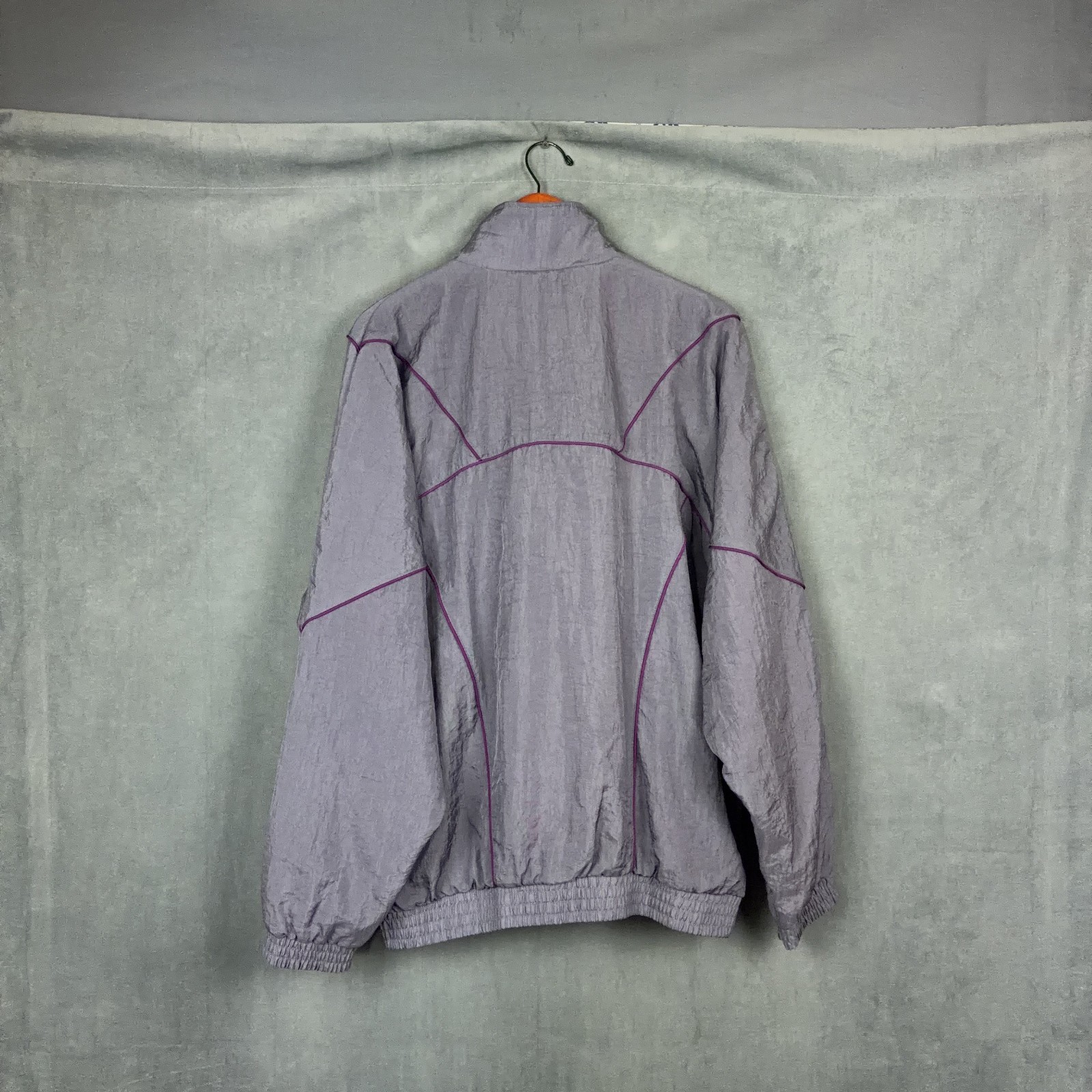 Vintage Adidas Track Jacket Mens Size Large Grey Purple Fleece Lined Retro Sport