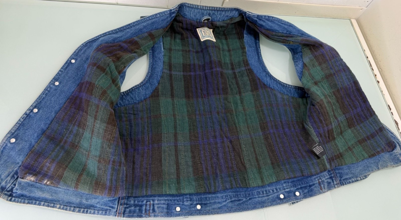 Vintage Canyon River Blues Denim Vest Mens Medium M Flannel Lined Sleeveless