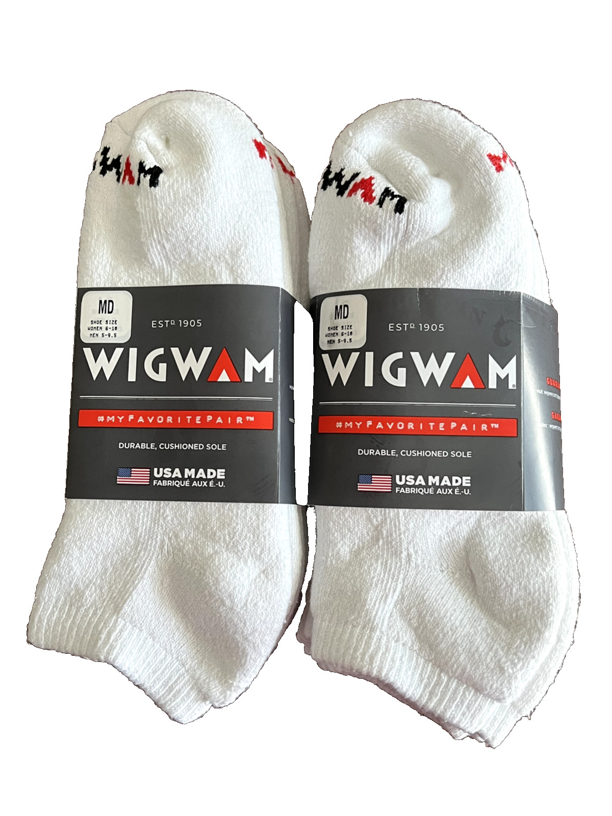 WIGWAM 6-PAIRS MY FAVORITE PAIR NO-SHOW COTTON BLEND WHITE SZ MD FIT 5-9.5 SHOE