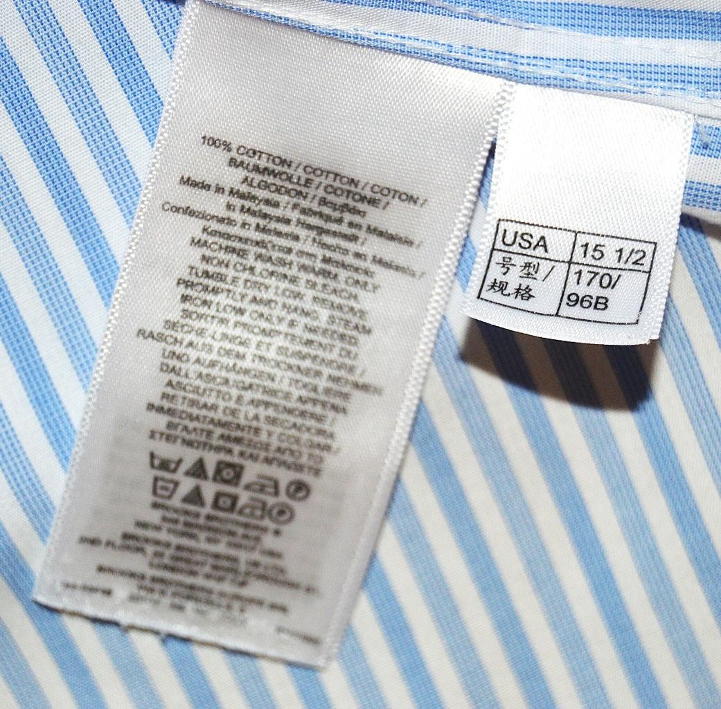 Brooks Brothers Regent 15.5 32 butcher stripe non iron cotton dress shirt g6j1