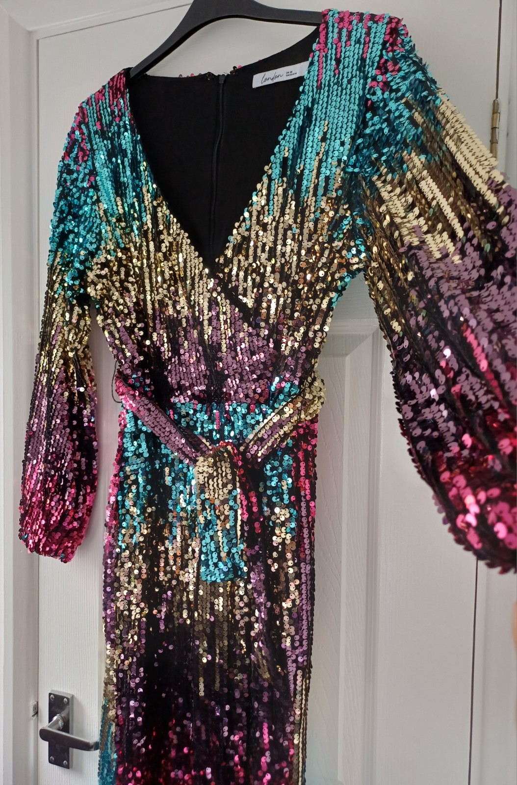 YOURS LONDON sz 20 ombre Sequin Dress JEWEL Shades Cocktail Party Cruise New £65