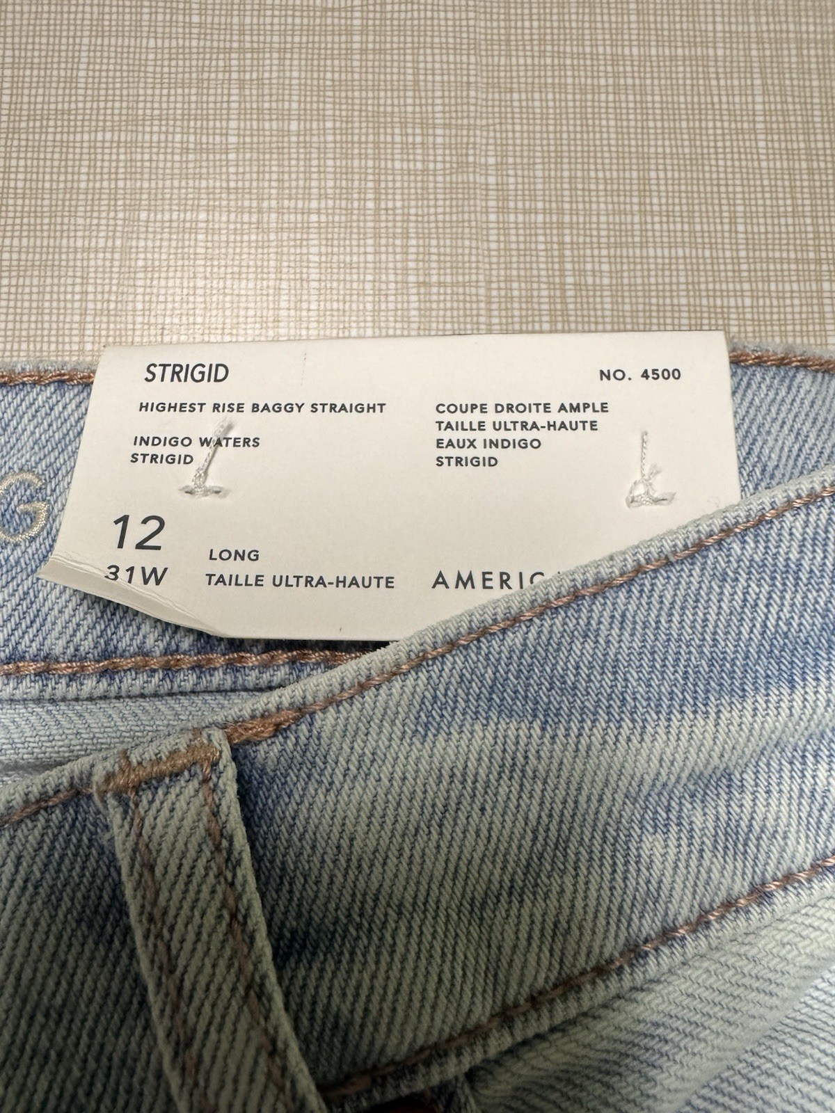 American Eagle Strigid Jeans Blue Indigo Water Highest Rise Baggy Straight 12L