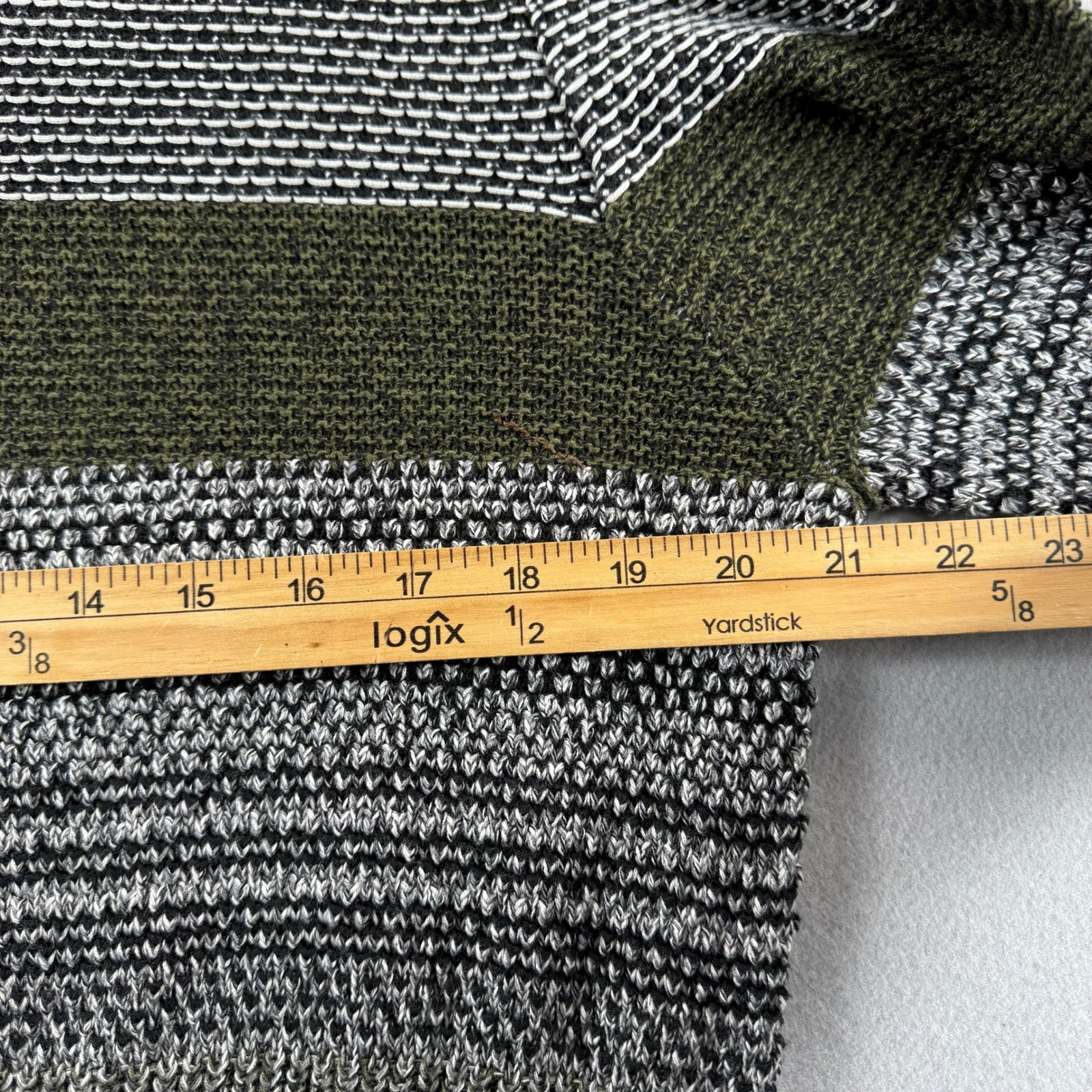 Commerce Hooded Sweater Mens Large Grey Heather Striped Knit Pullover SIEF4S6831
