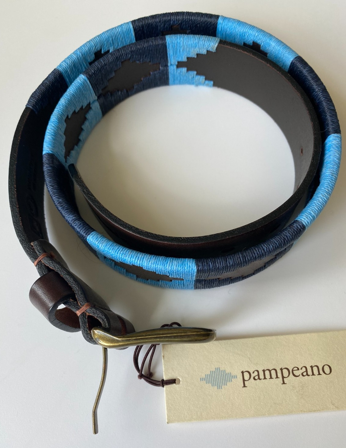 Pampeano Azules Leather Belt ~ NWT ~ Size 85cm/33.5in ~ Unisex